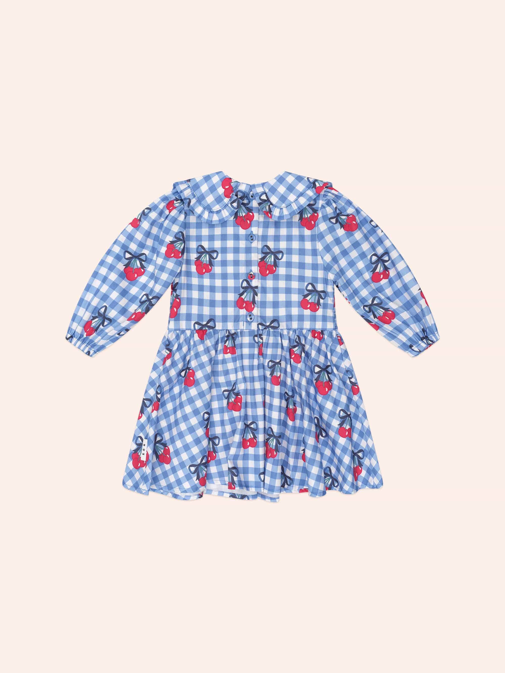 Cherry Gingham Shirred Dress DRESS Huxbaby
