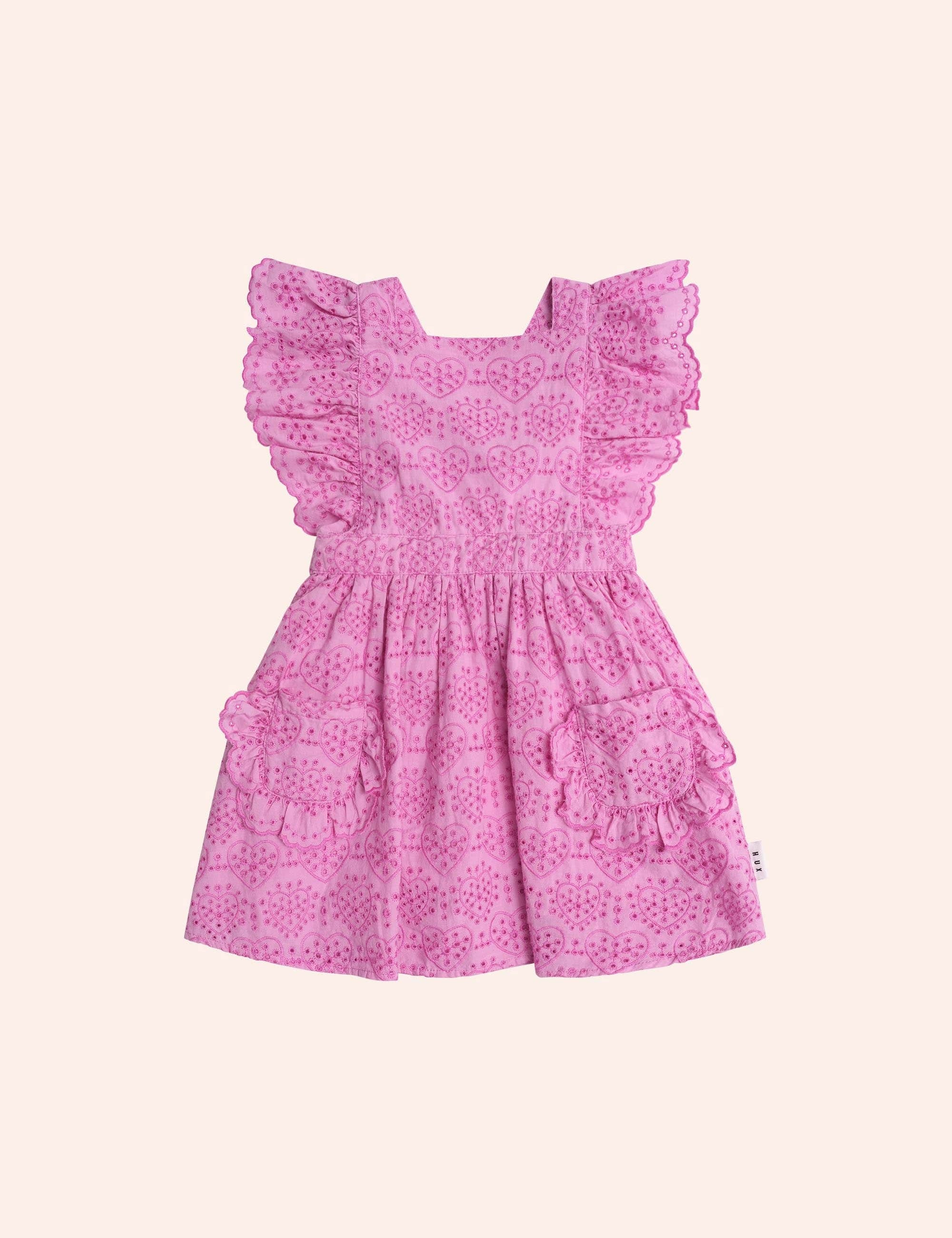 Frilly Broderie Pinafore Dress DRESS Huxbaby