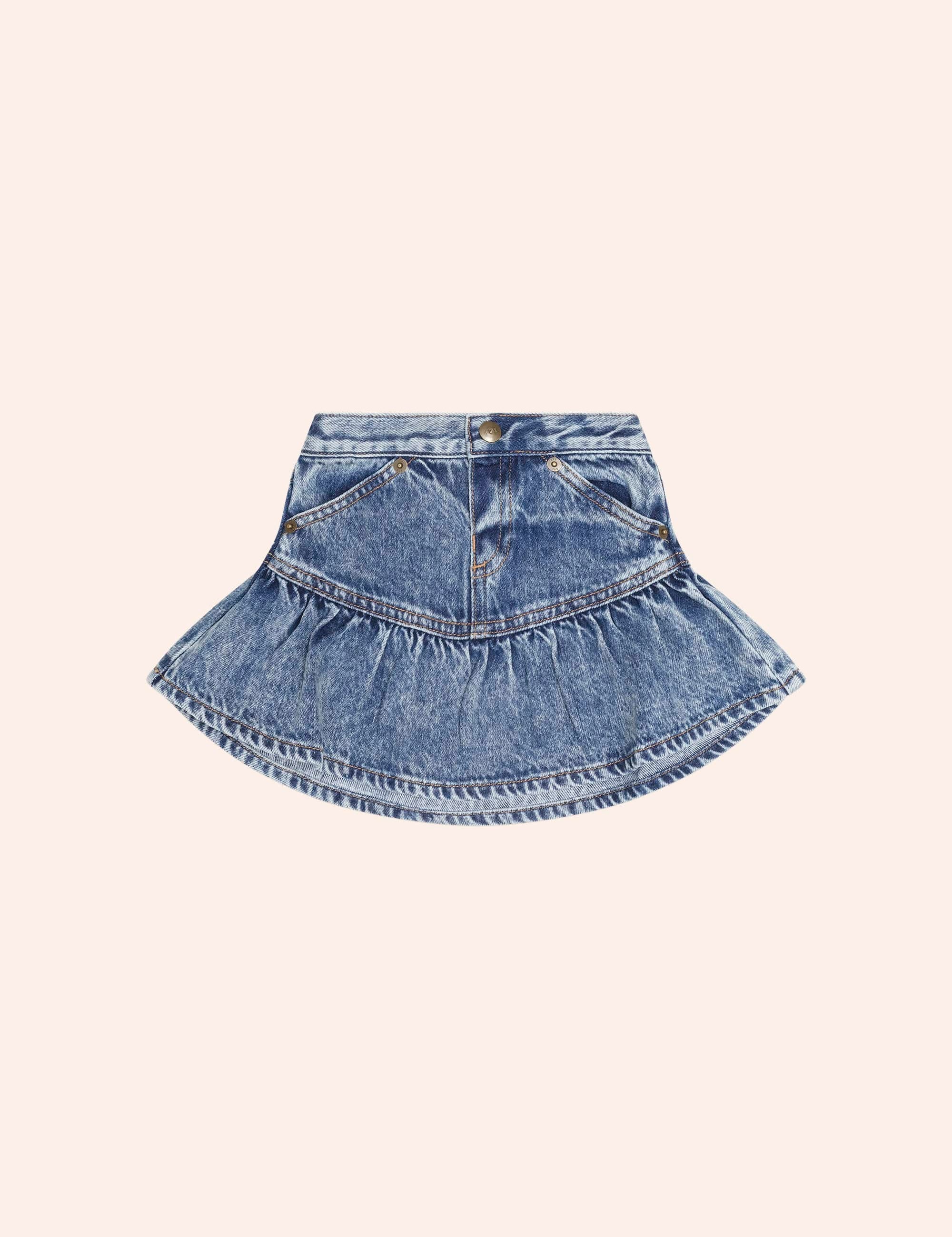 Dreamy Denim Tiered Skirt SKIRT Huxbaby Shopify