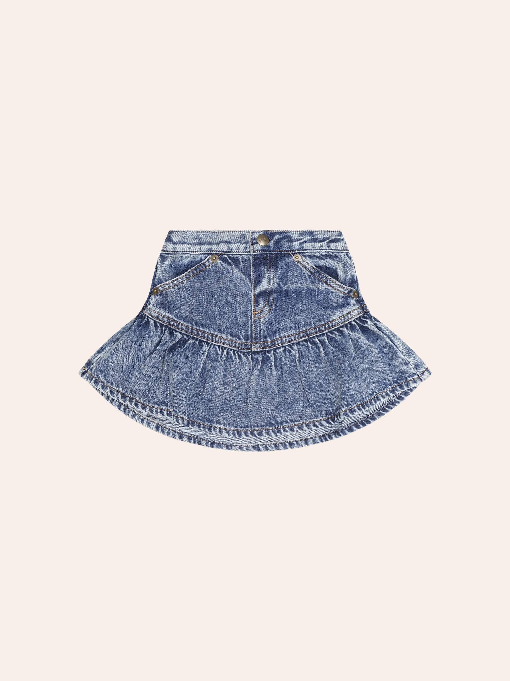 Dreamy Denim Tiered Skirt SKIRT Huxbaby Shopify