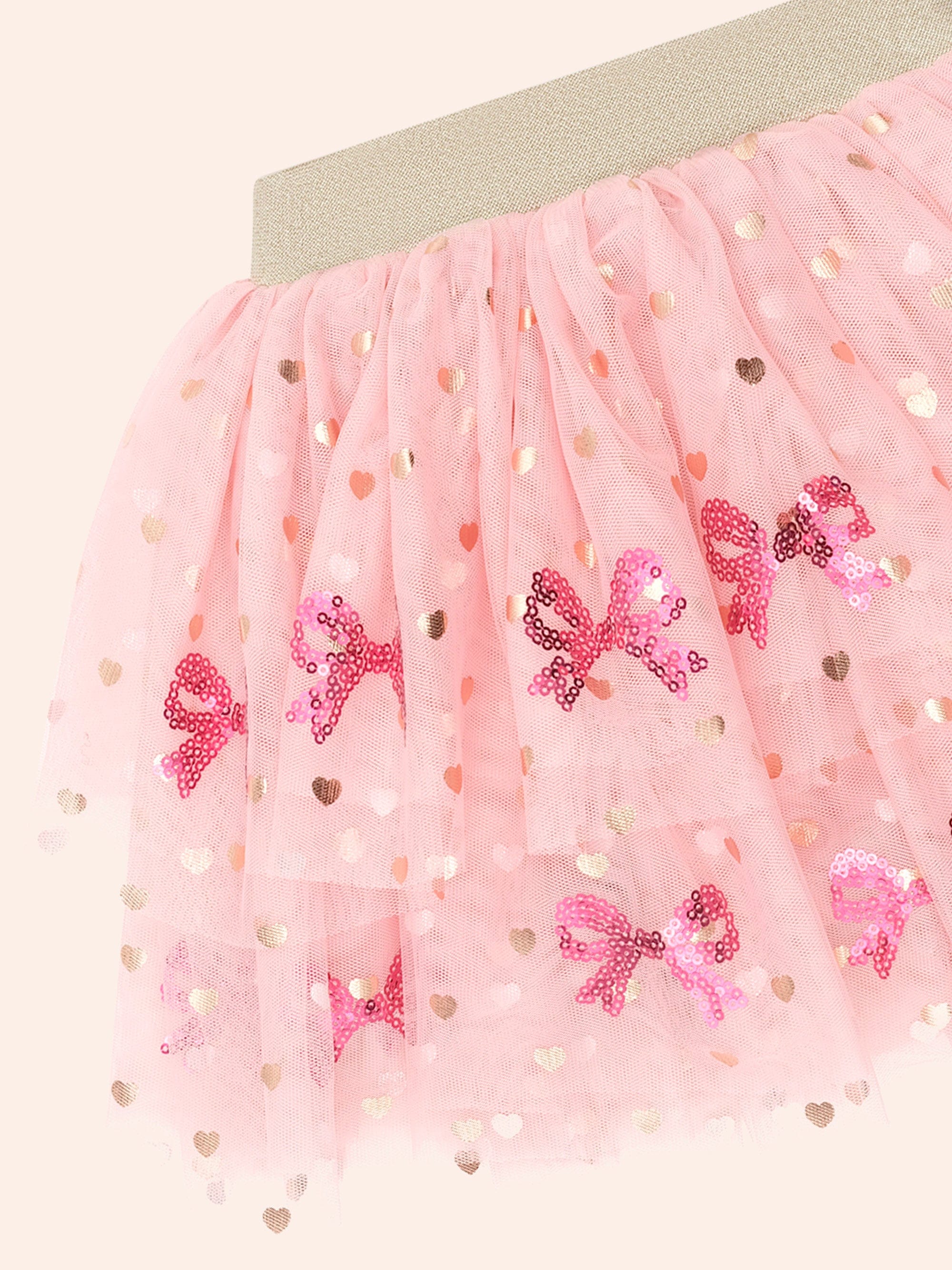 Sequin Bow Tiered Tulle Skirt SKIRT Huxbaby