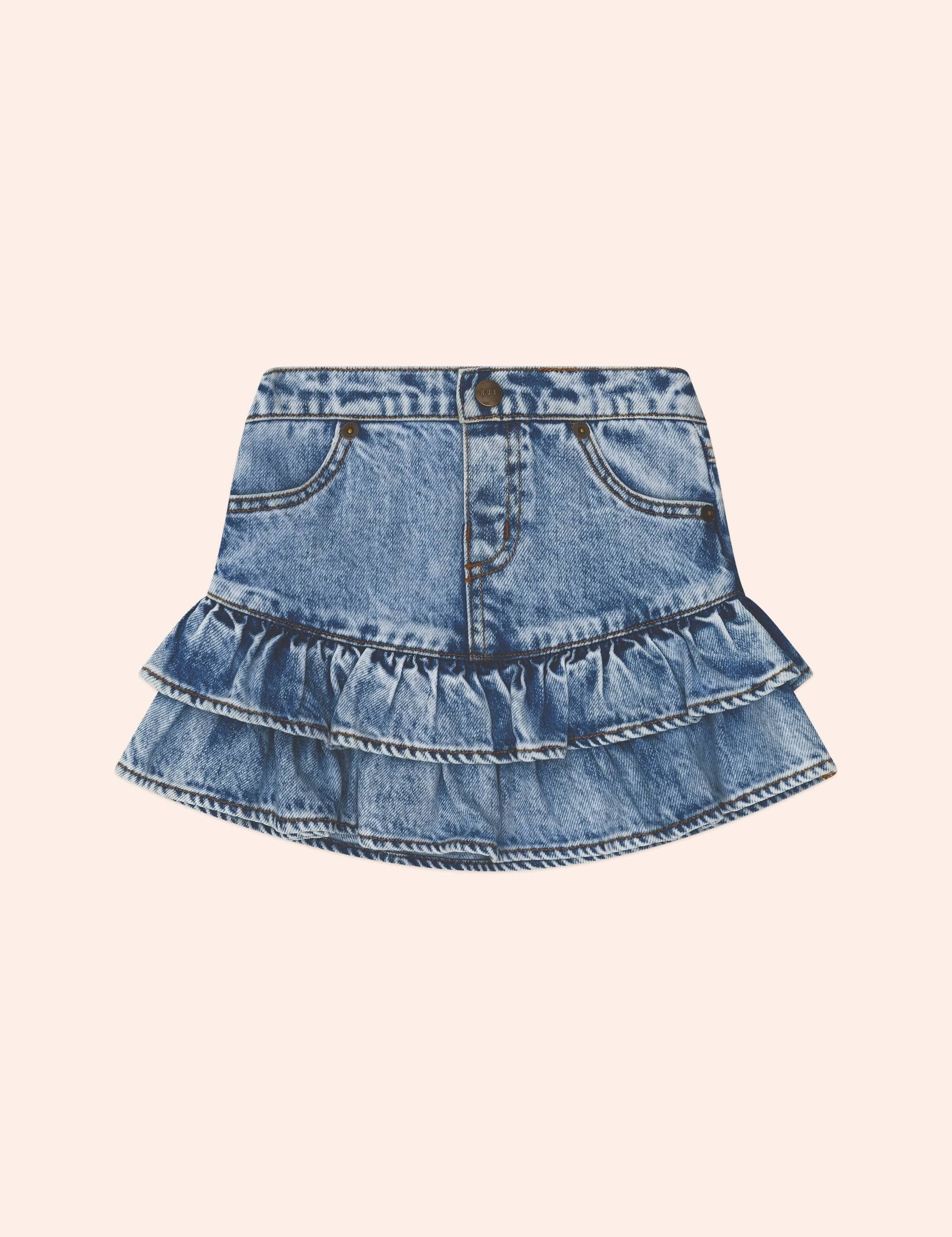 Dreamy Denim Tirered Skirt SKIRT Huxbaby