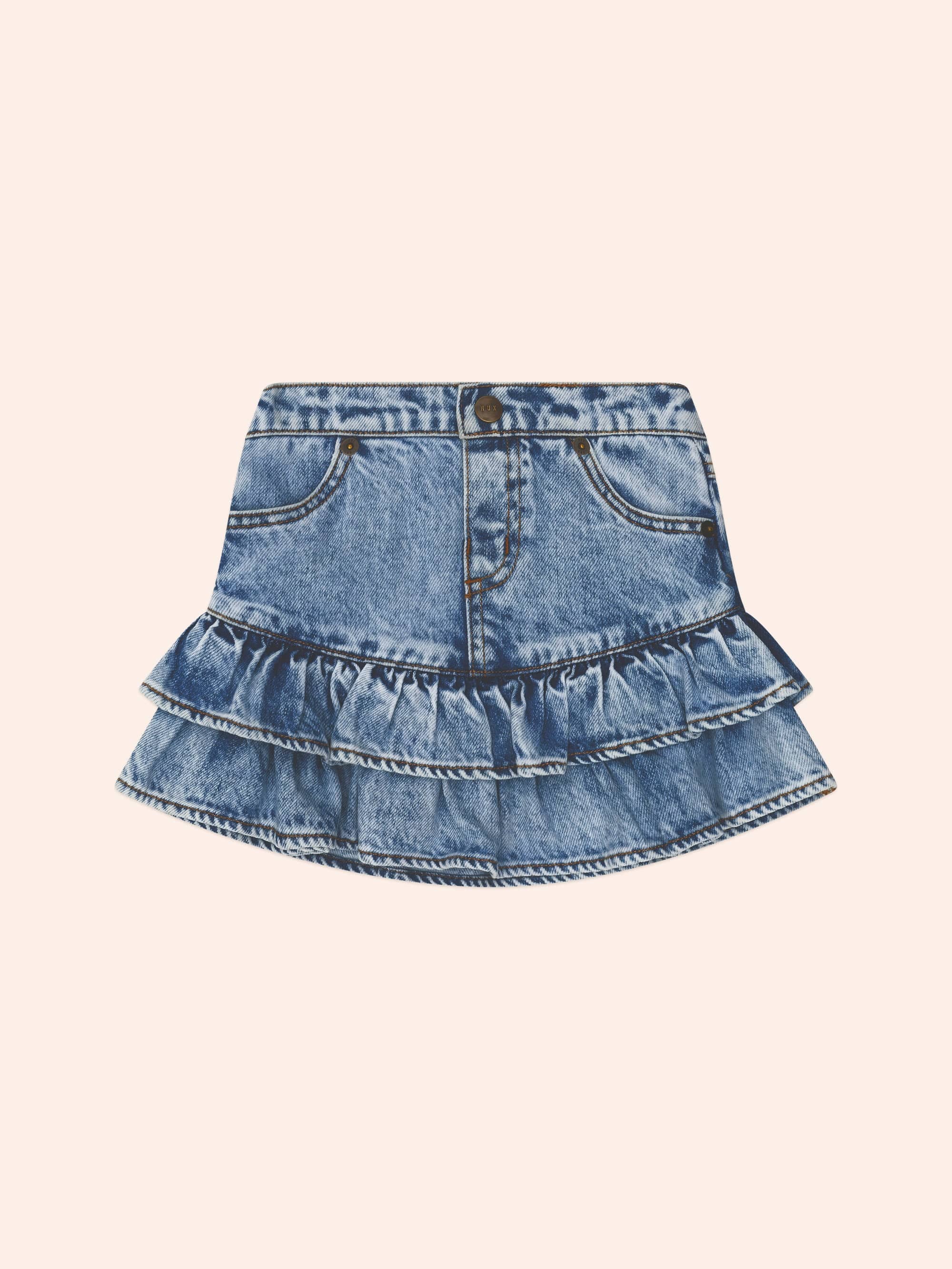 Dreamy Denim Tirered Skirt SKIRT Huxbaby