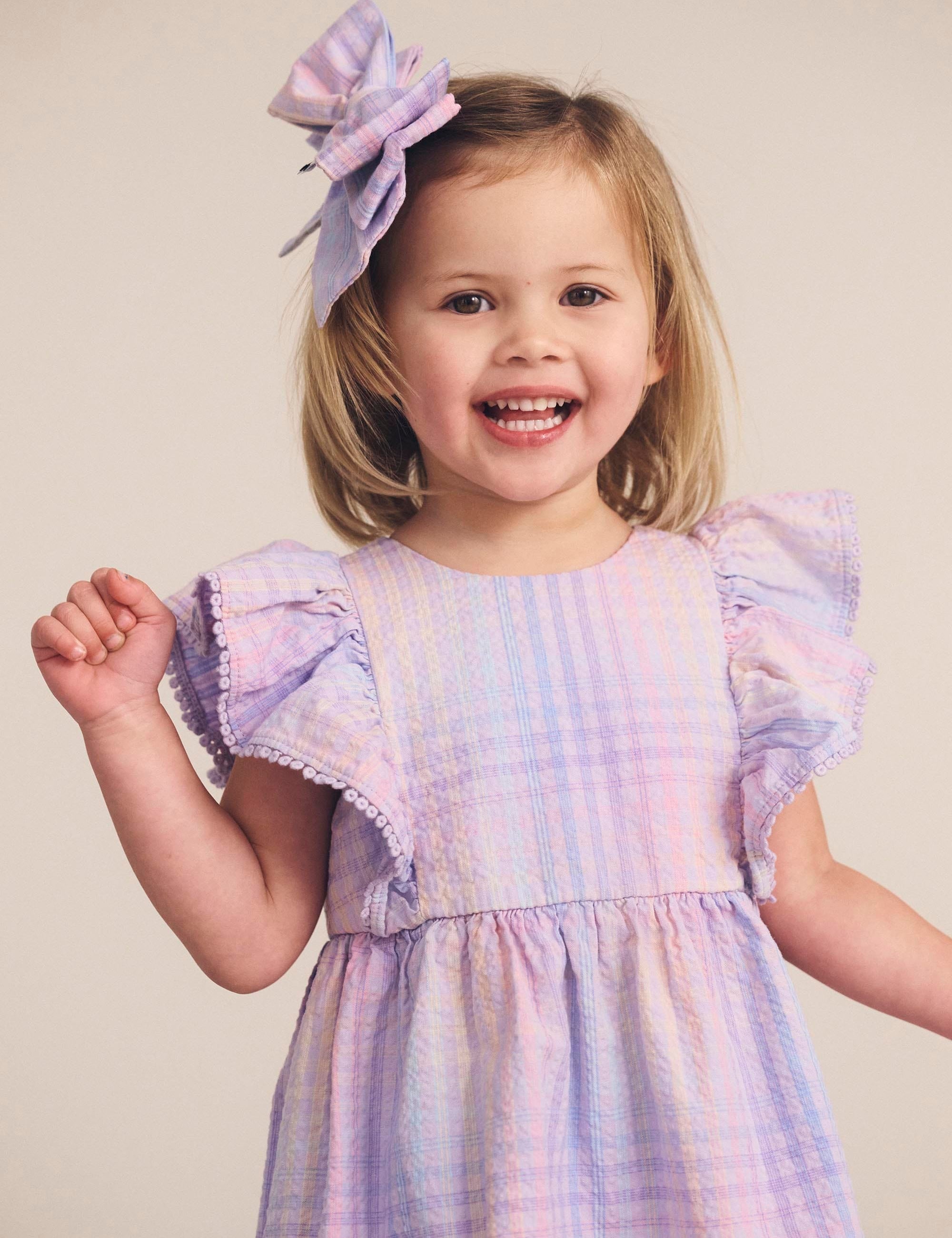 RAINBOW CHECK FRILL DRESS DRESS Huxbaby