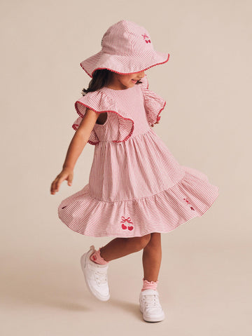 Cherry Pie Stripe Dress DRESS Huxbaby