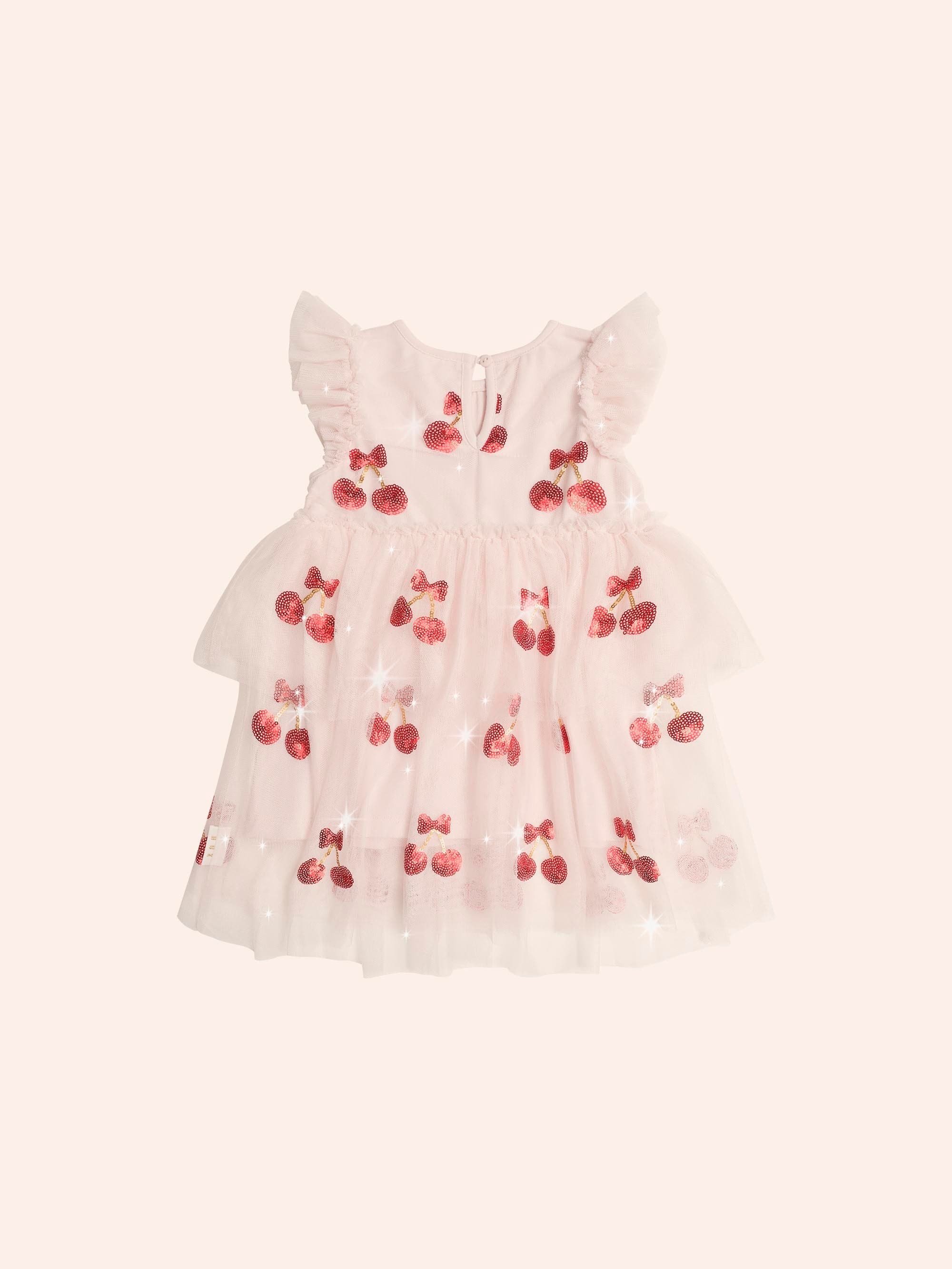 Sequin Cherry Pie Tulle Dress DRESS Huxbaby