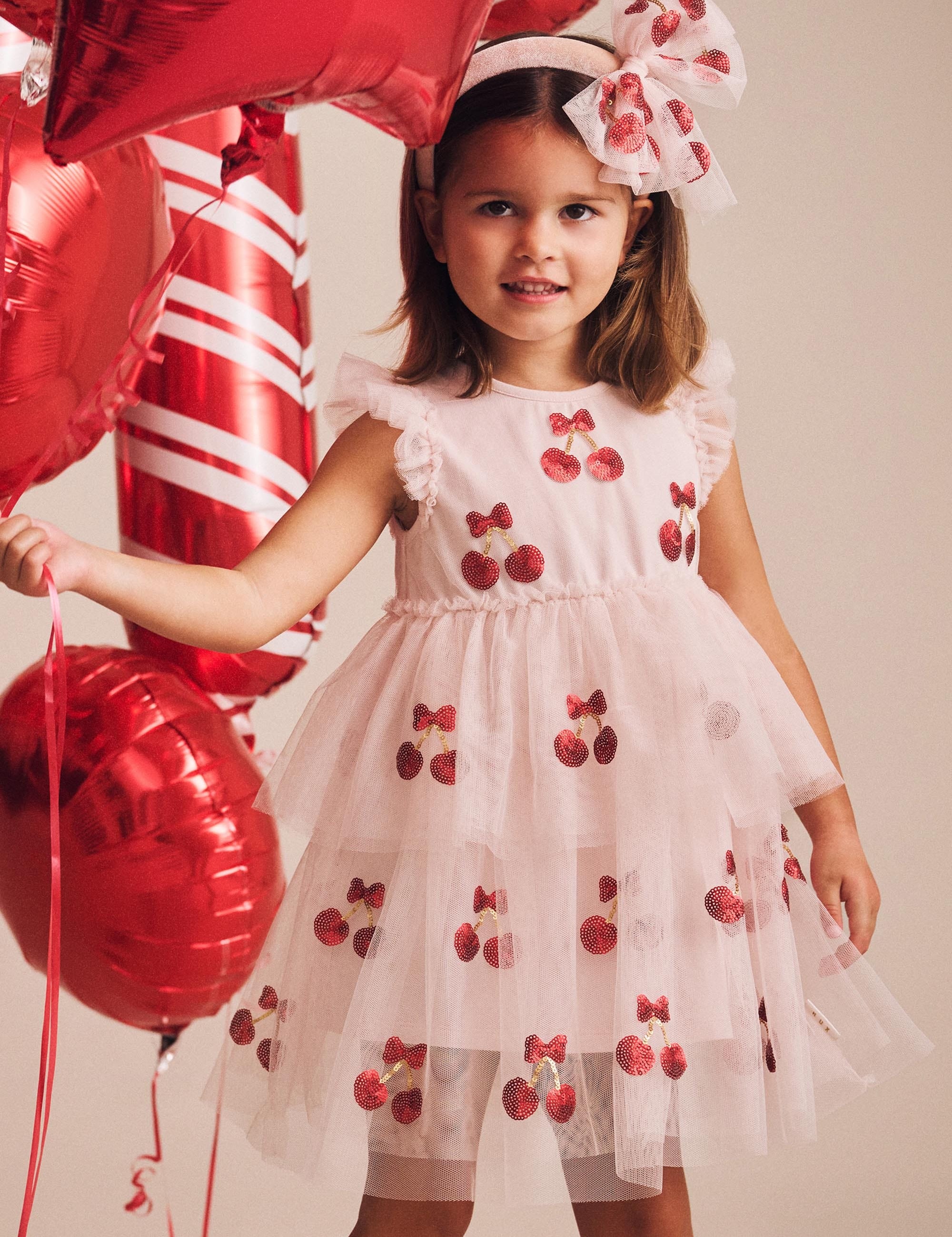 Sequin Cherry Pie Tulle Dress DRESS Huxbaby