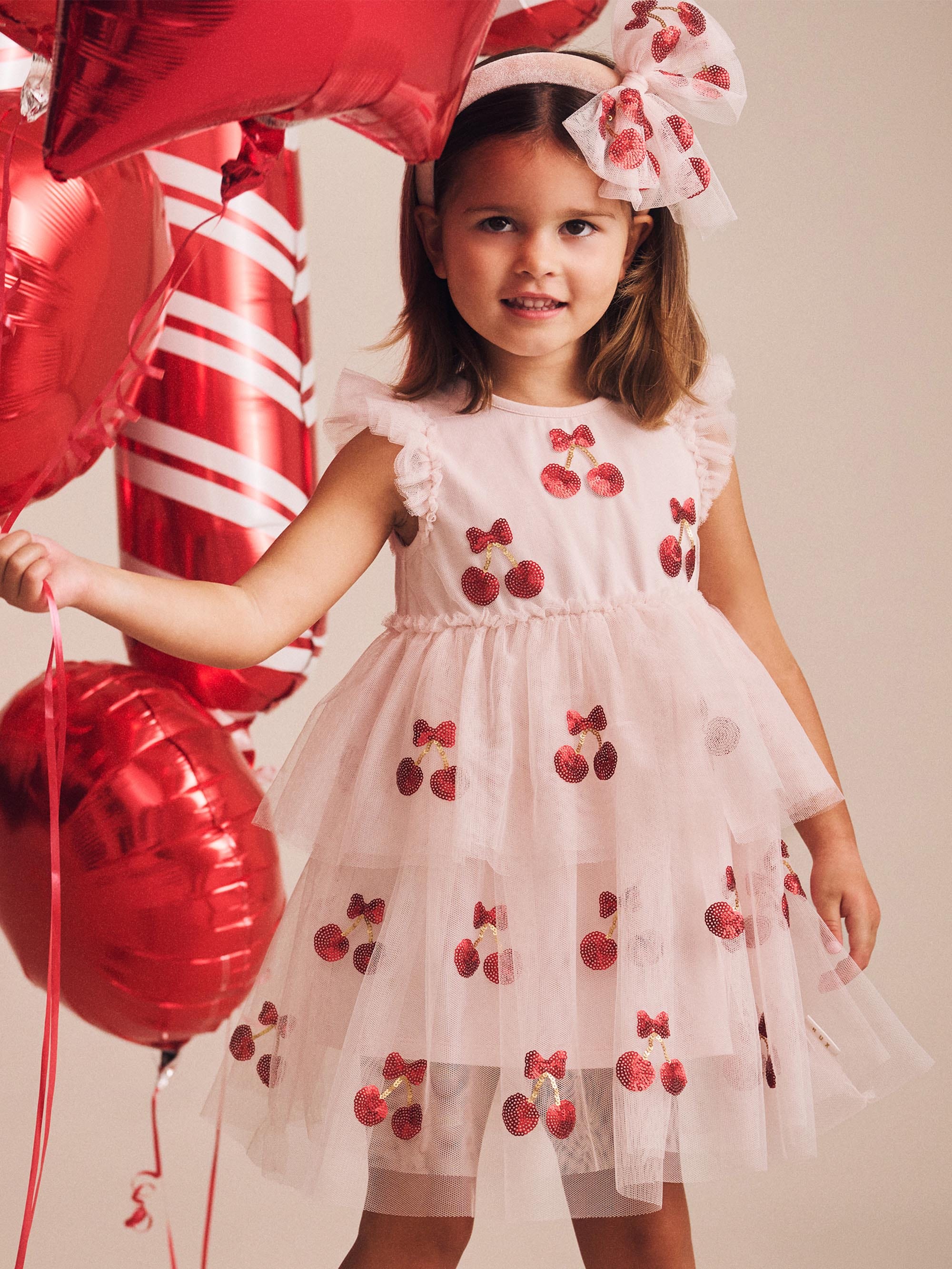 Sequin Cherry Pie Tulle Dress DRESS Huxbaby