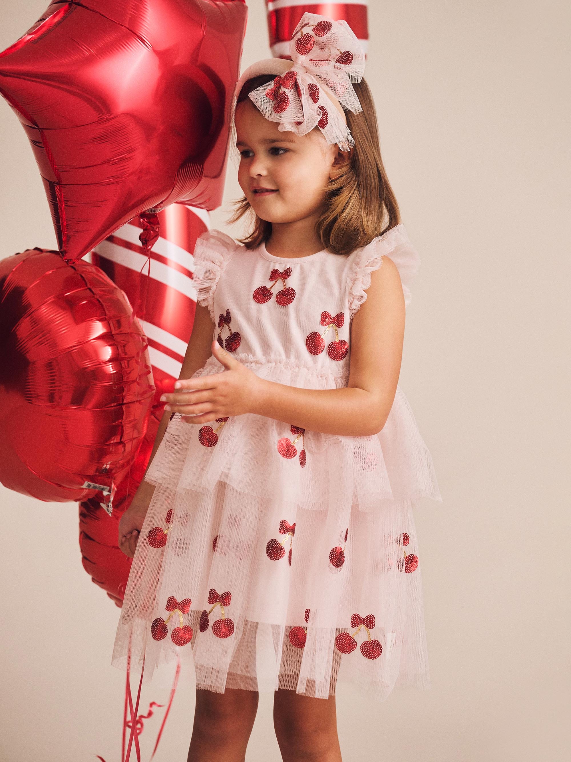 Sequin Cherry Pie Tulle Dress DRESS Huxbaby