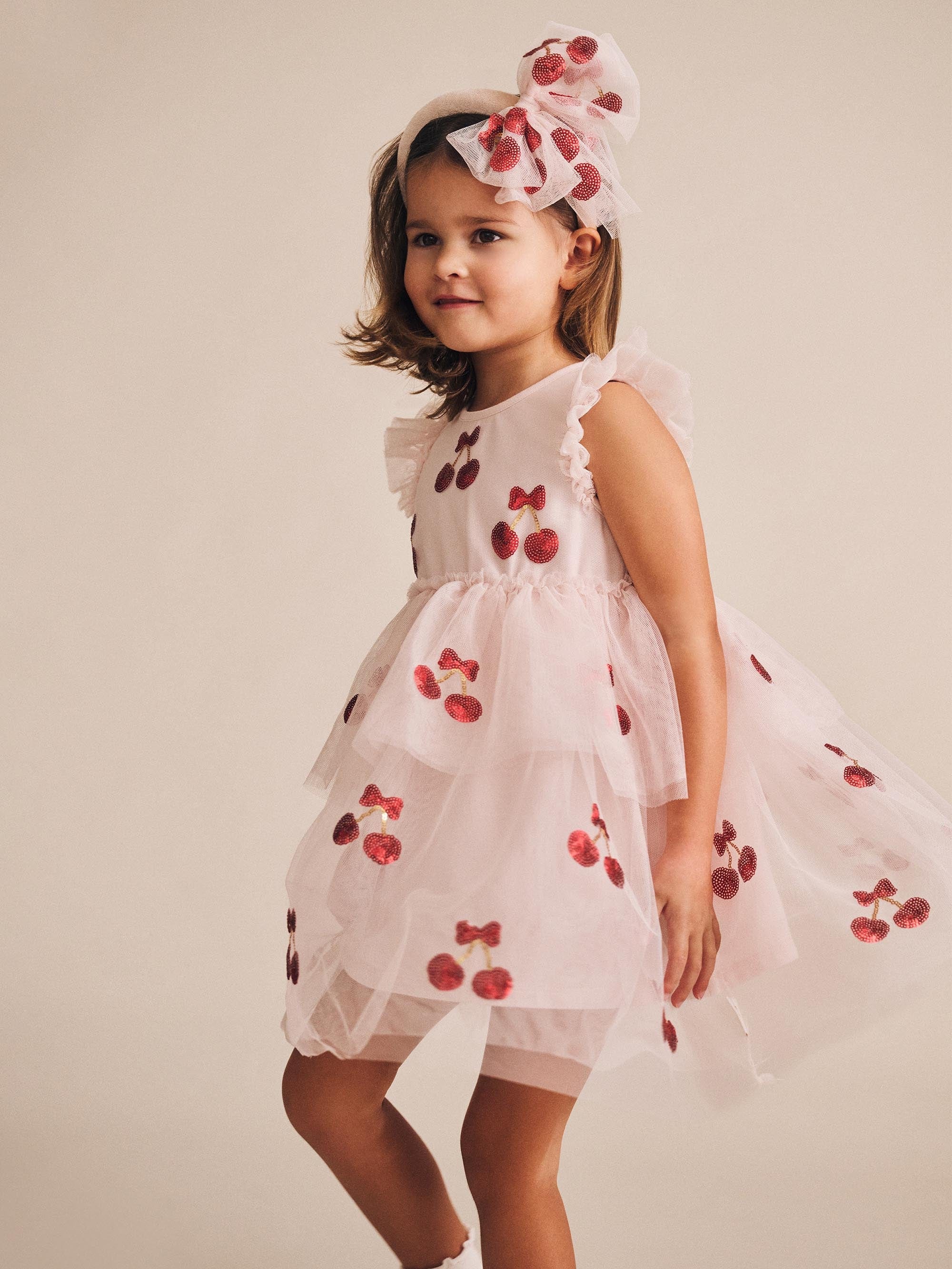 Sequin Cherry Pie Tulle Dress DRESS Huxbaby