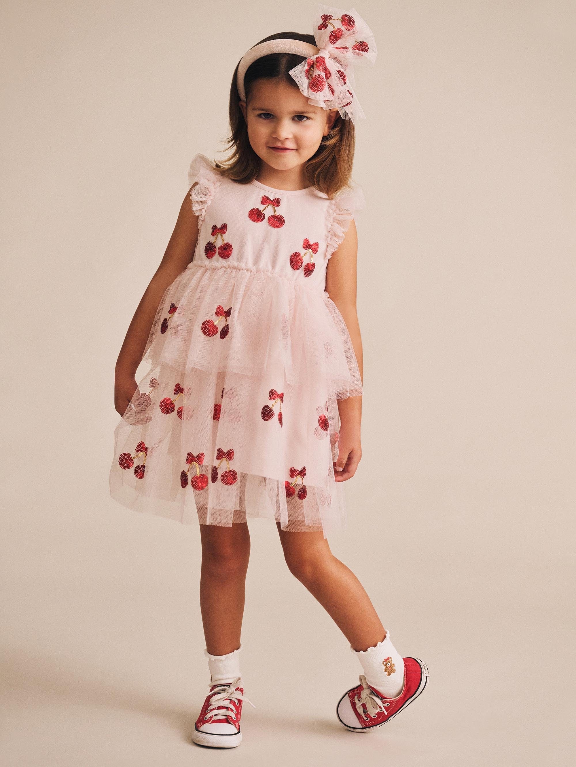 Sequin Cherry Pie Tulle Dress DRESS Huxbaby