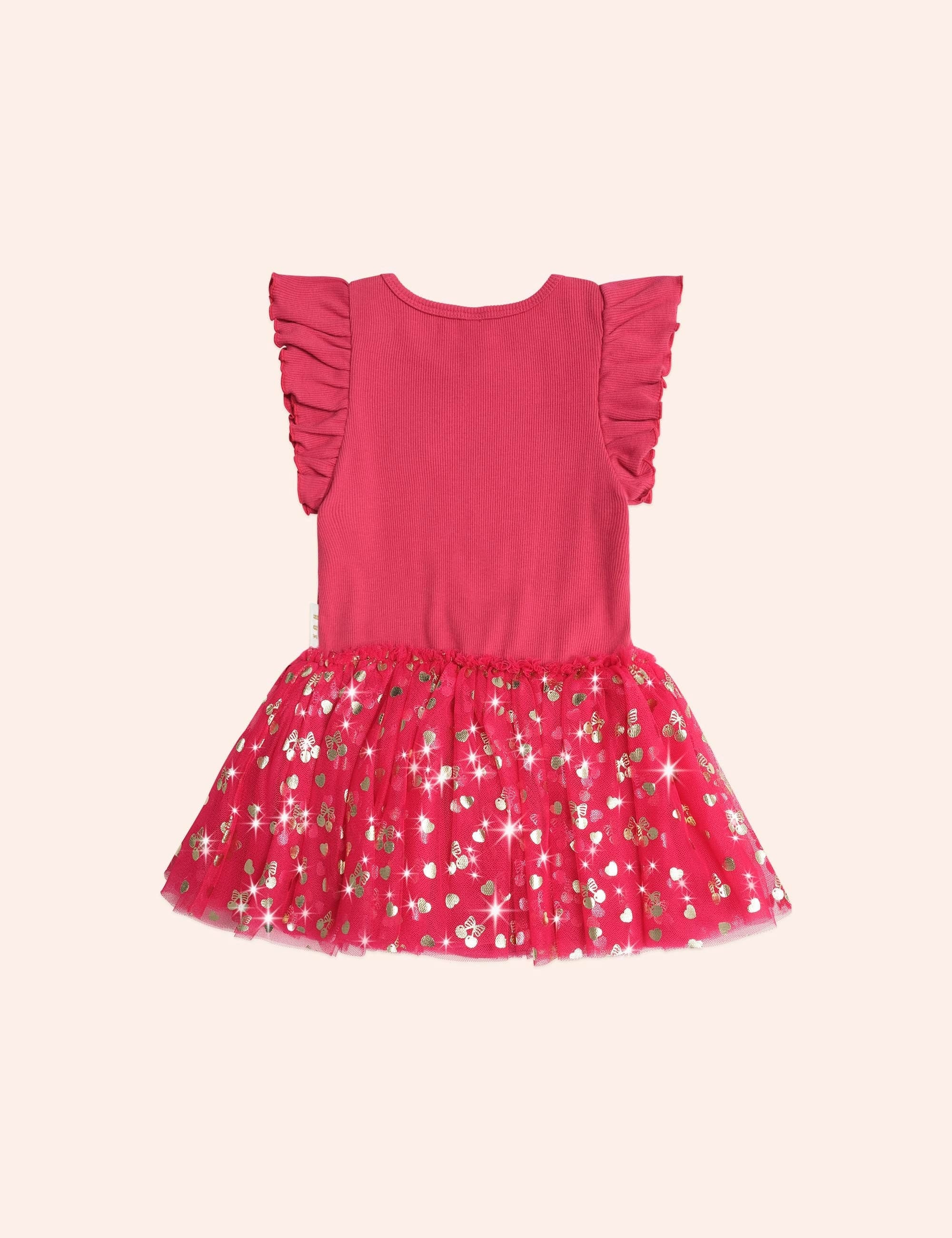 Golden Cherry Pie Rib Tulle Dress DRESS Huxbaby