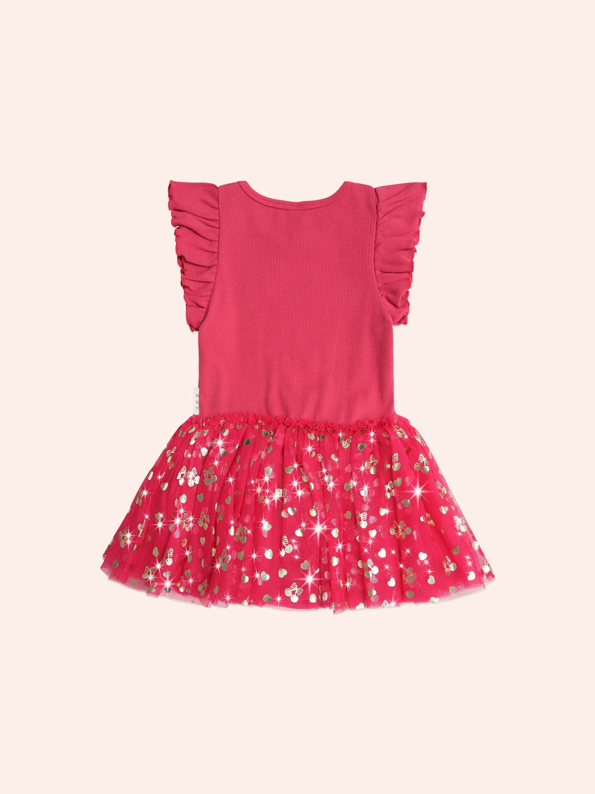 Golden Cherry Pie Rib Tulle Dress DRESS Huxbaby