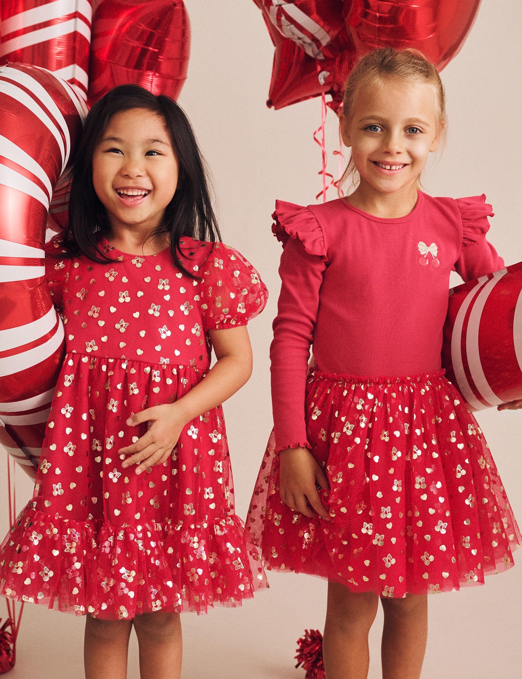 Golden Cherries Puff Sleeve Tulle Dress DRESS Huxbaby