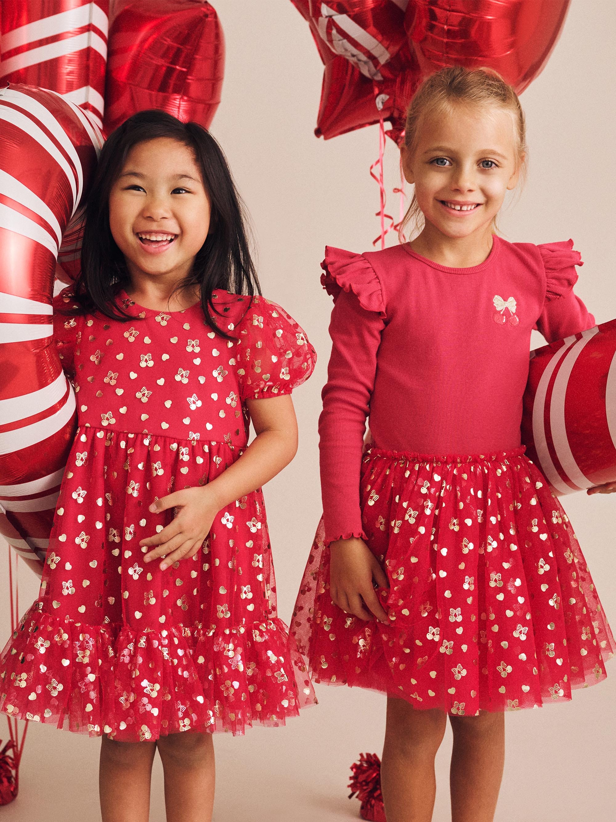 Golden Cherries Puff Sleeve Tulle Dress DRESS Huxbaby