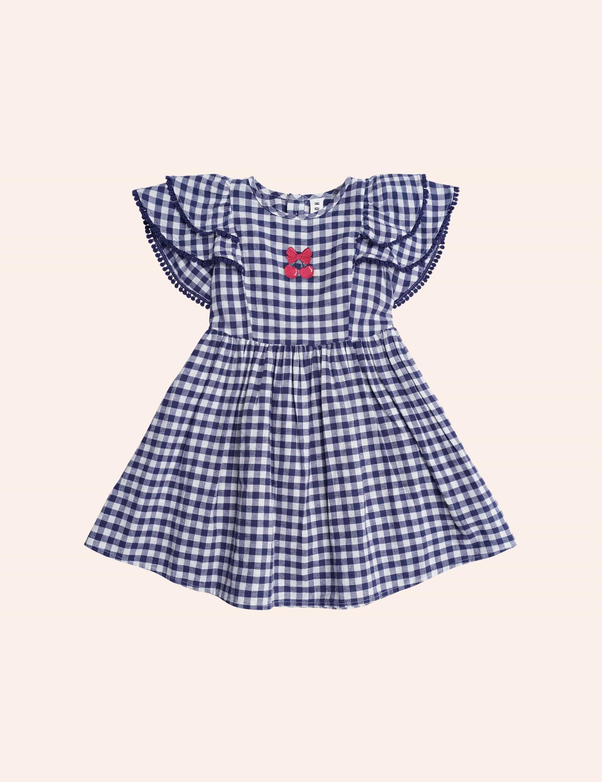 Cherry Pie Frill Dress Check DRESS Huxbaby