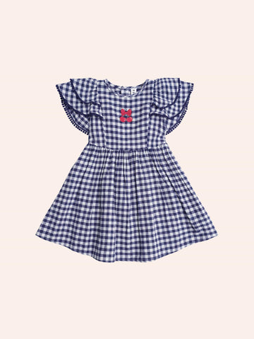 Cherry Pie Frill Dress Check DRESS Huxbaby