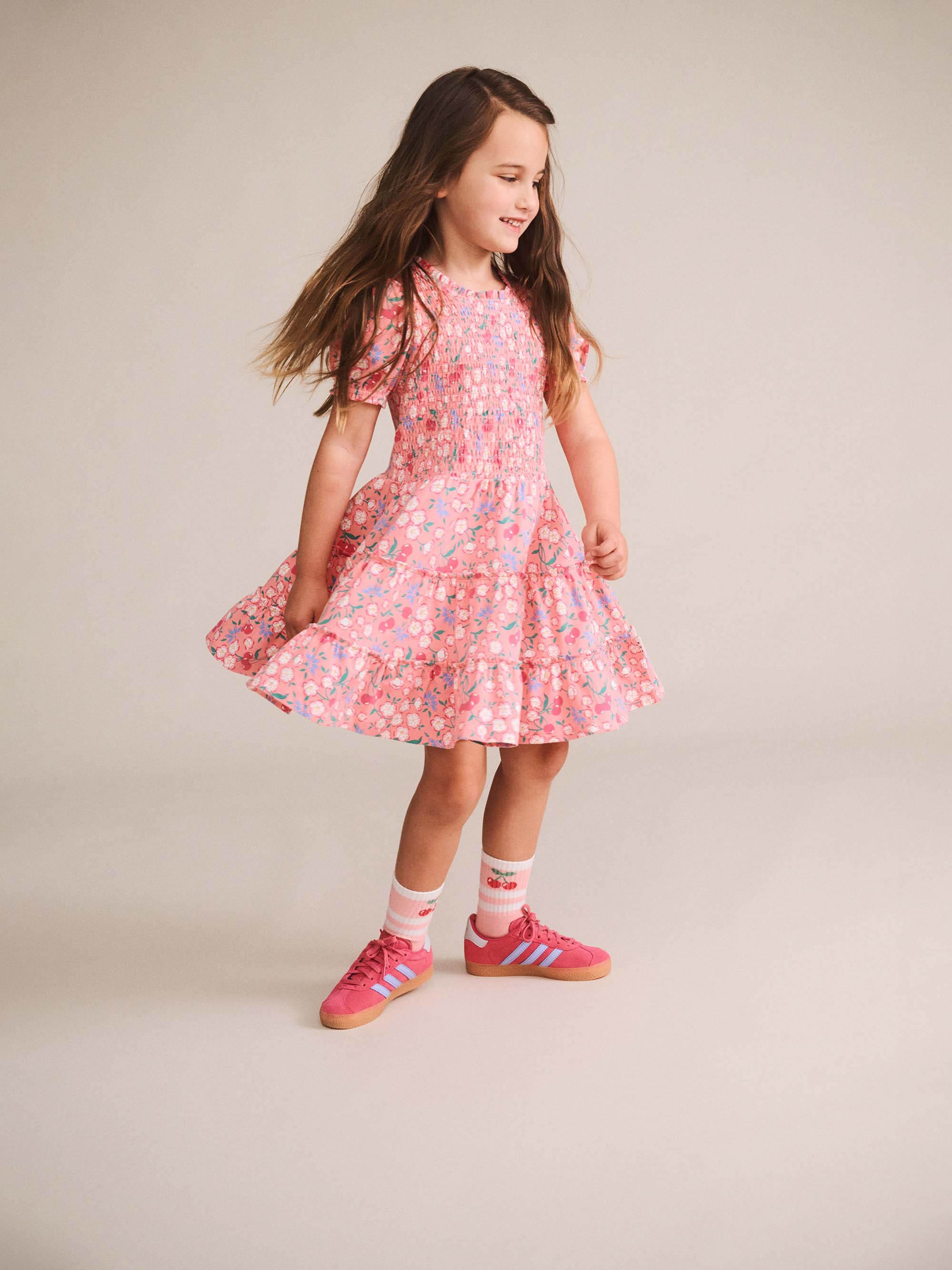 Tropical Cherry Floral Tiered Puff Dress DRESS Huxbaby Shopify