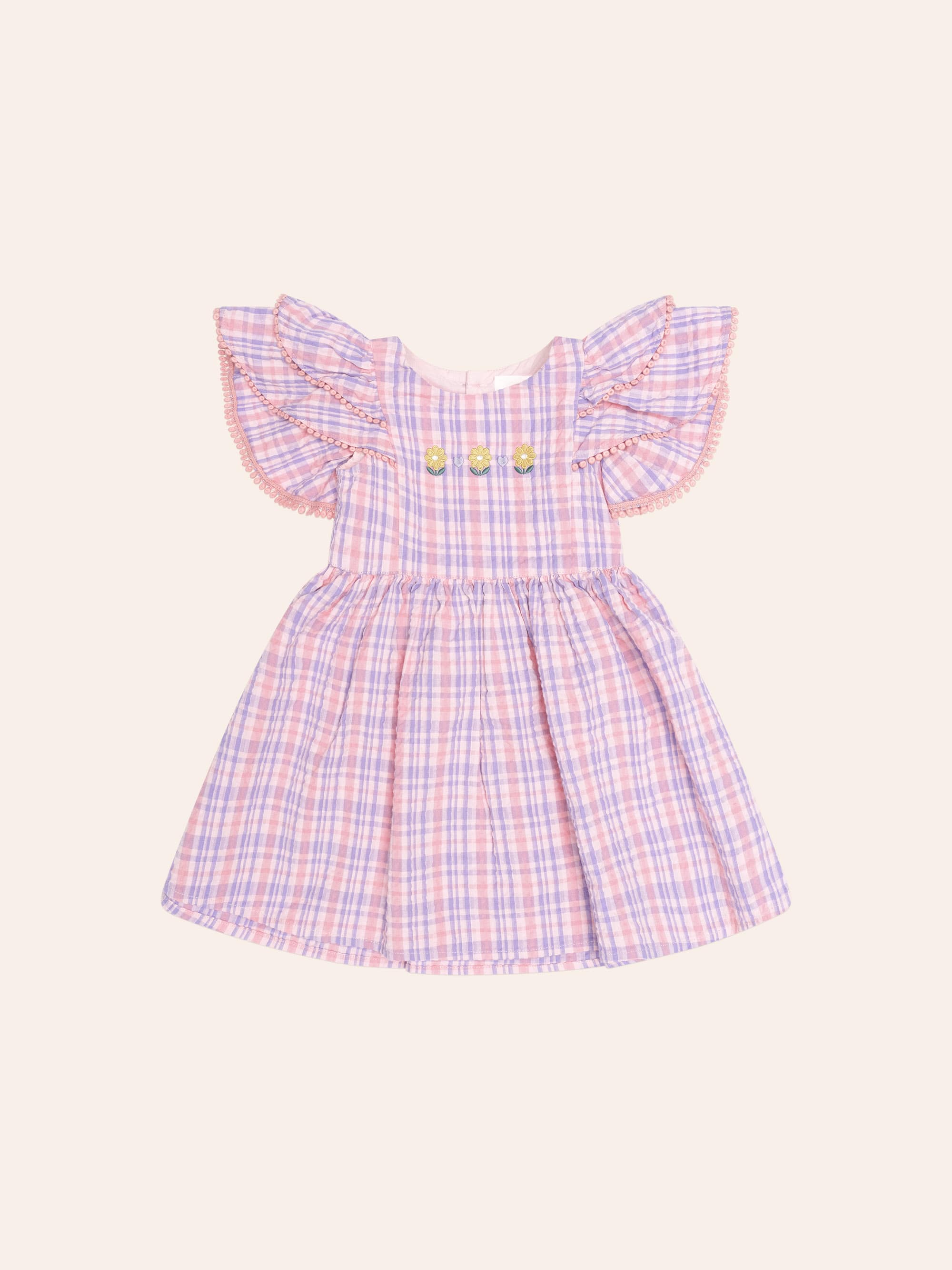 Floral Emb Tropical Check Dress DRESS Huxbaby Shopify