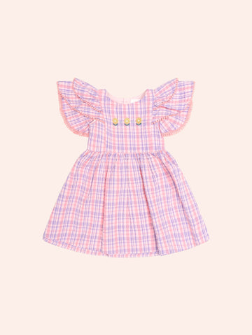 Floral Emb Tropical Check Dress DRESS Huxbaby Shopify