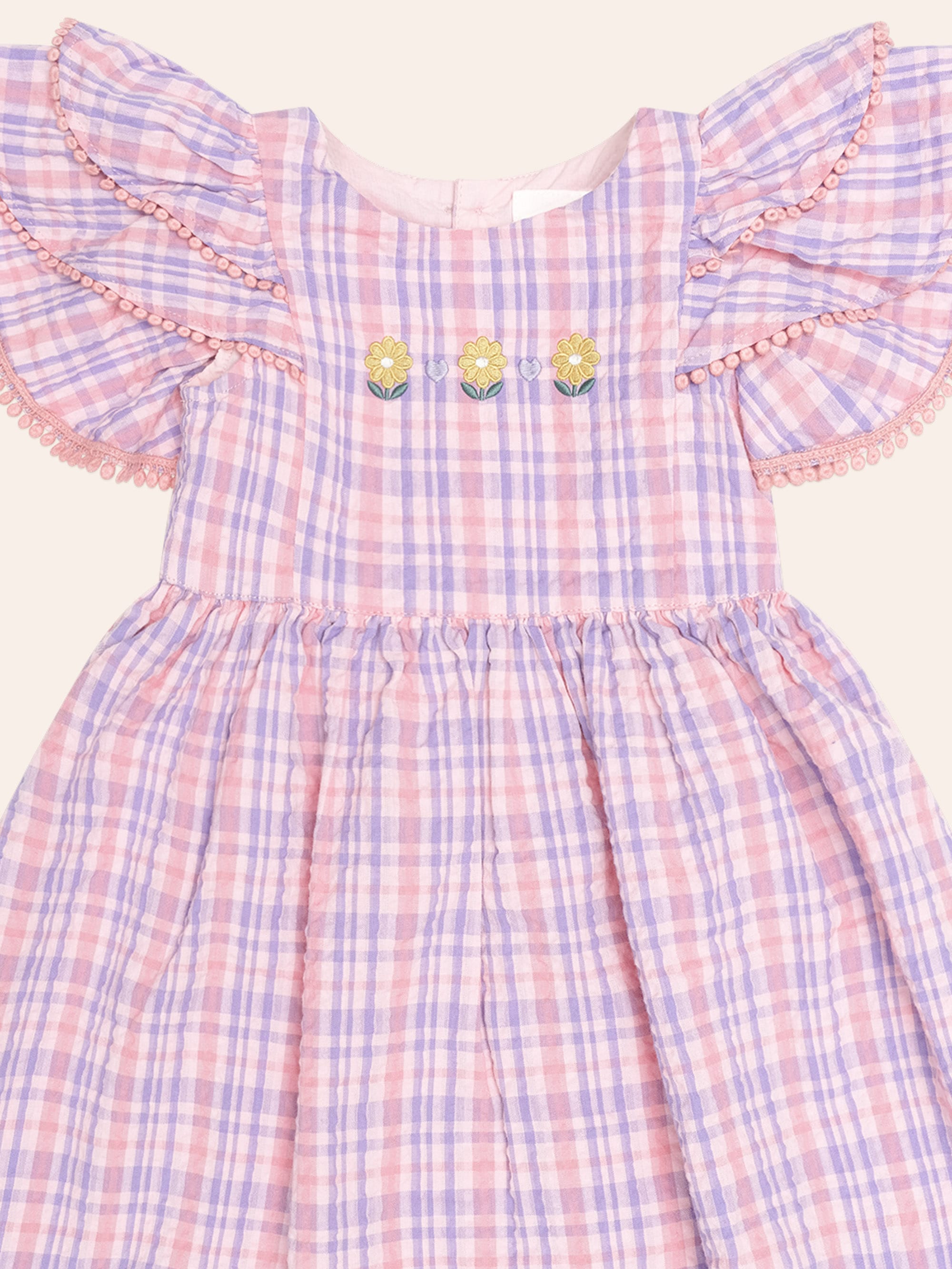 Floral Emb Tropical Check Dress DRESS Huxbaby Shopify