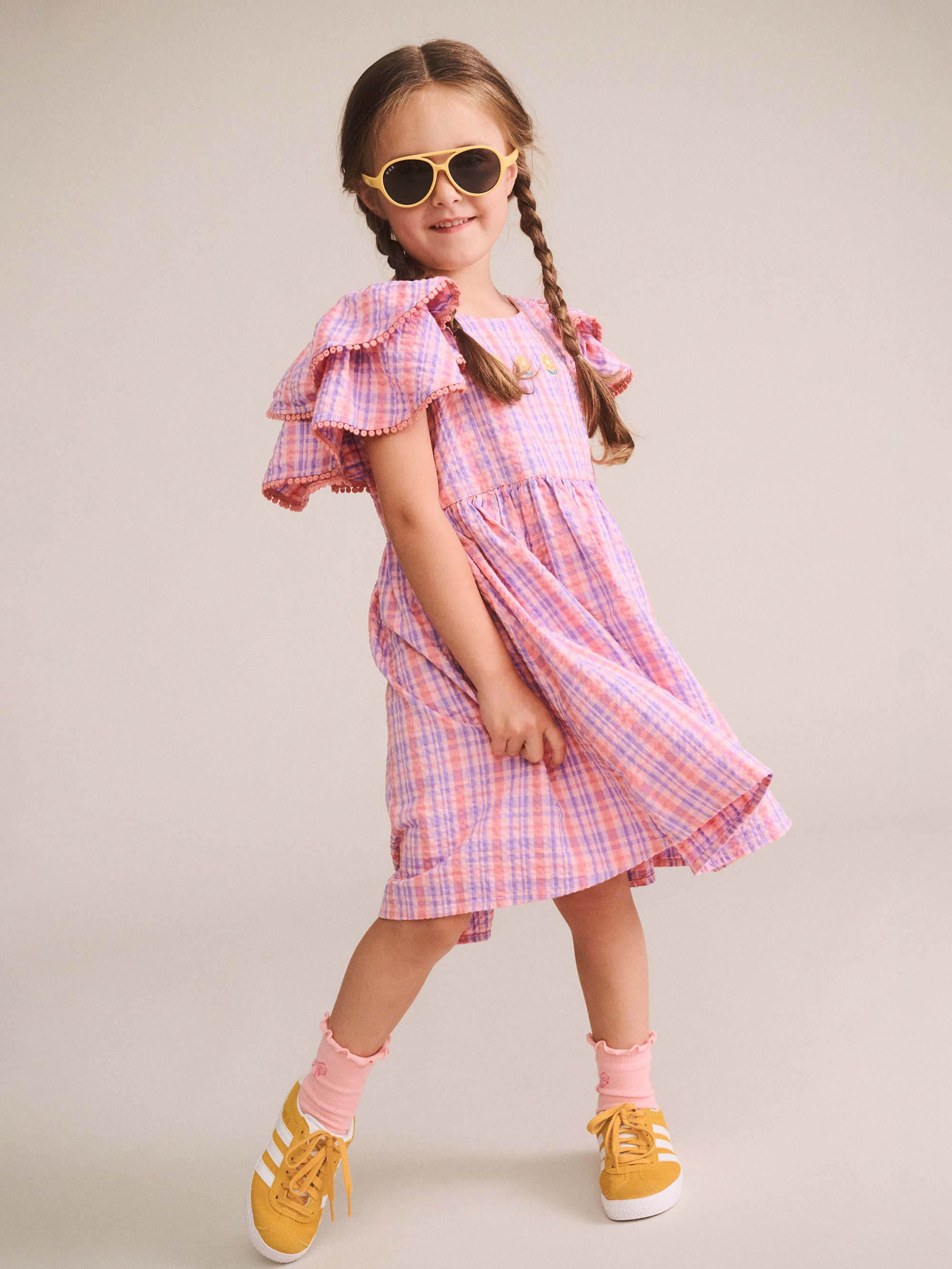Floral Emb Tropical Check Dress DRESS Huxbaby Shopify