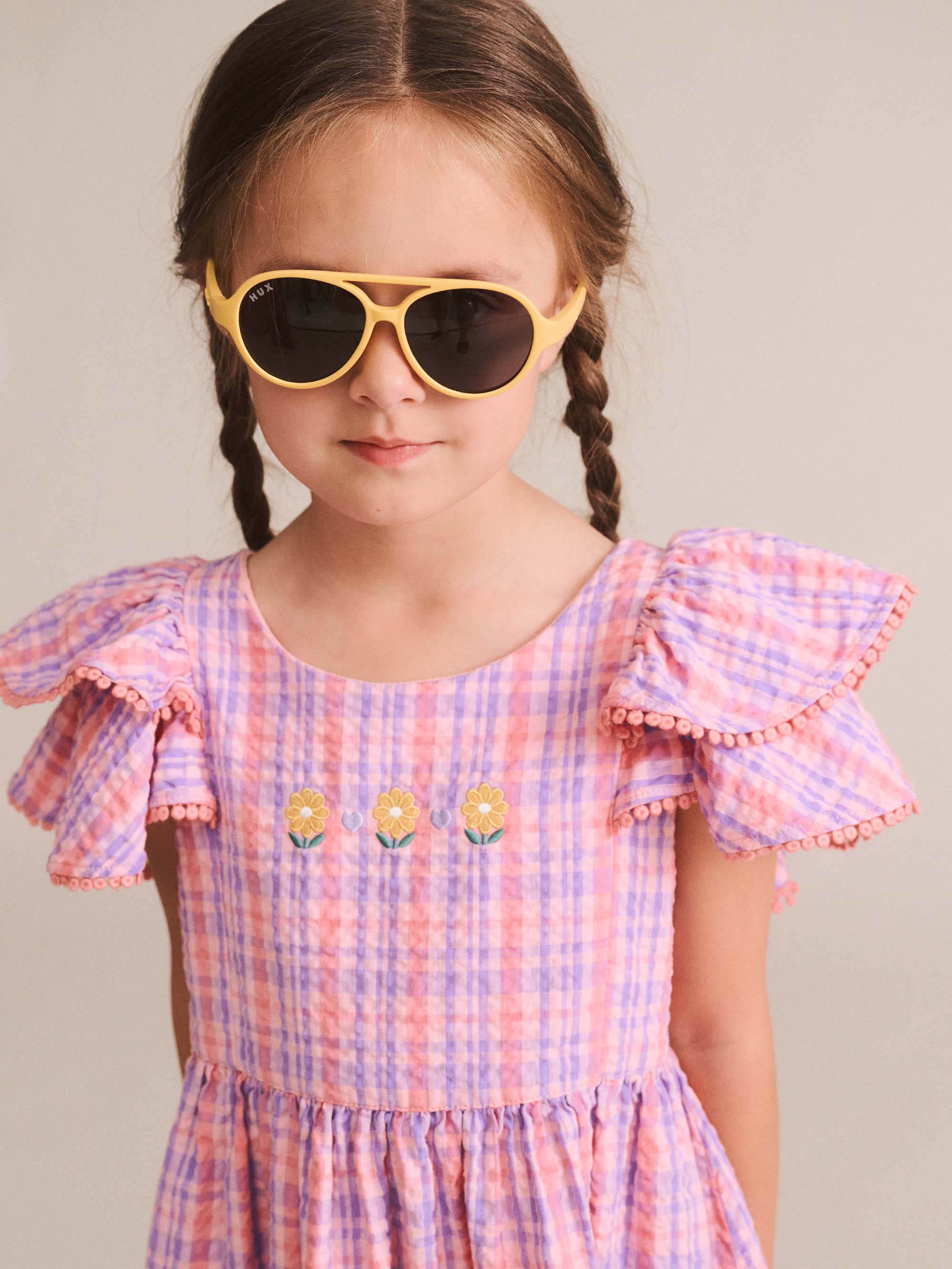 Floral Emb Tropical Check Dress DRESS Huxbaby Shopify