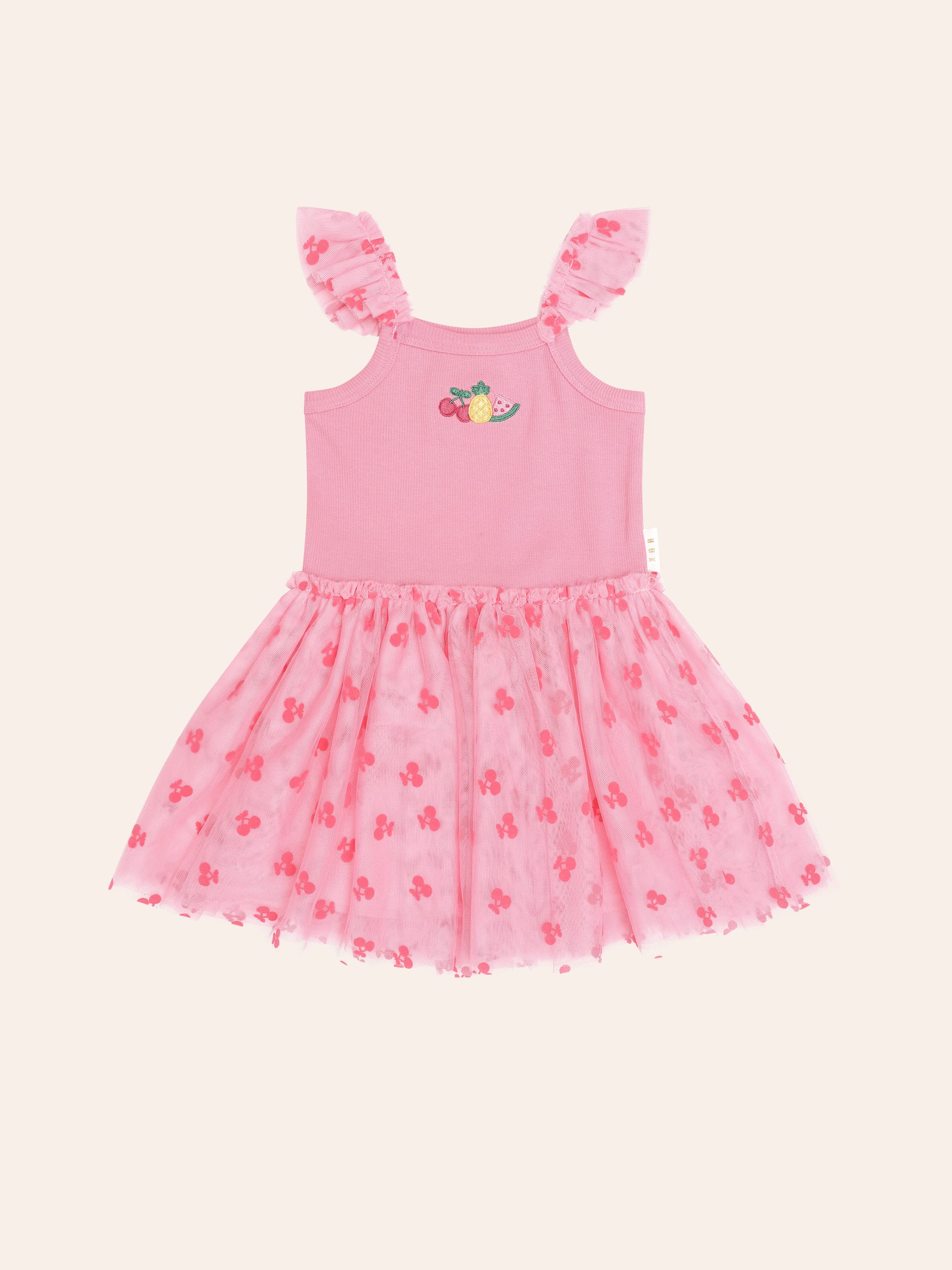 Tropical Fruit Emb S/Less Tulle Dress DRESS Huxbaby Shopify