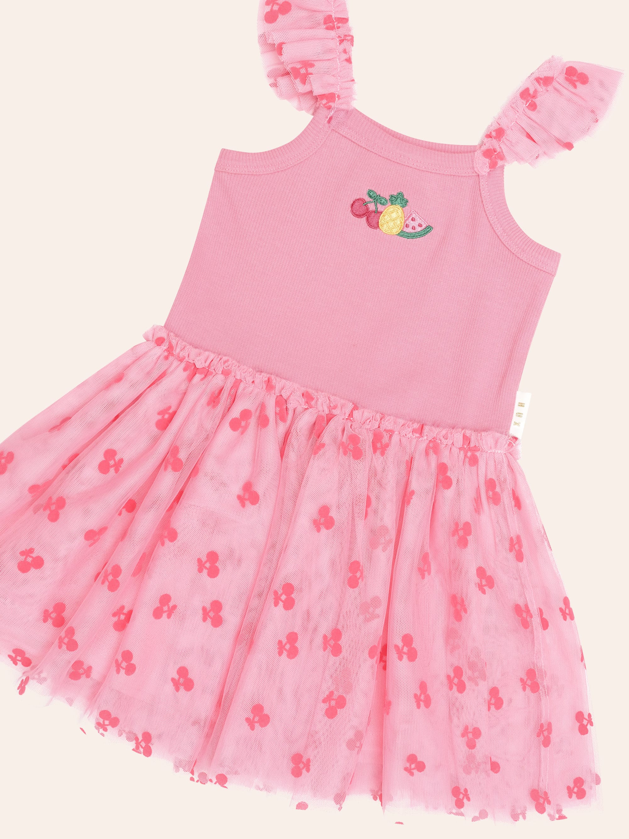 Tropical Fruit Emb S/Less Tulle Dress DRESS Huxbaby Shopify