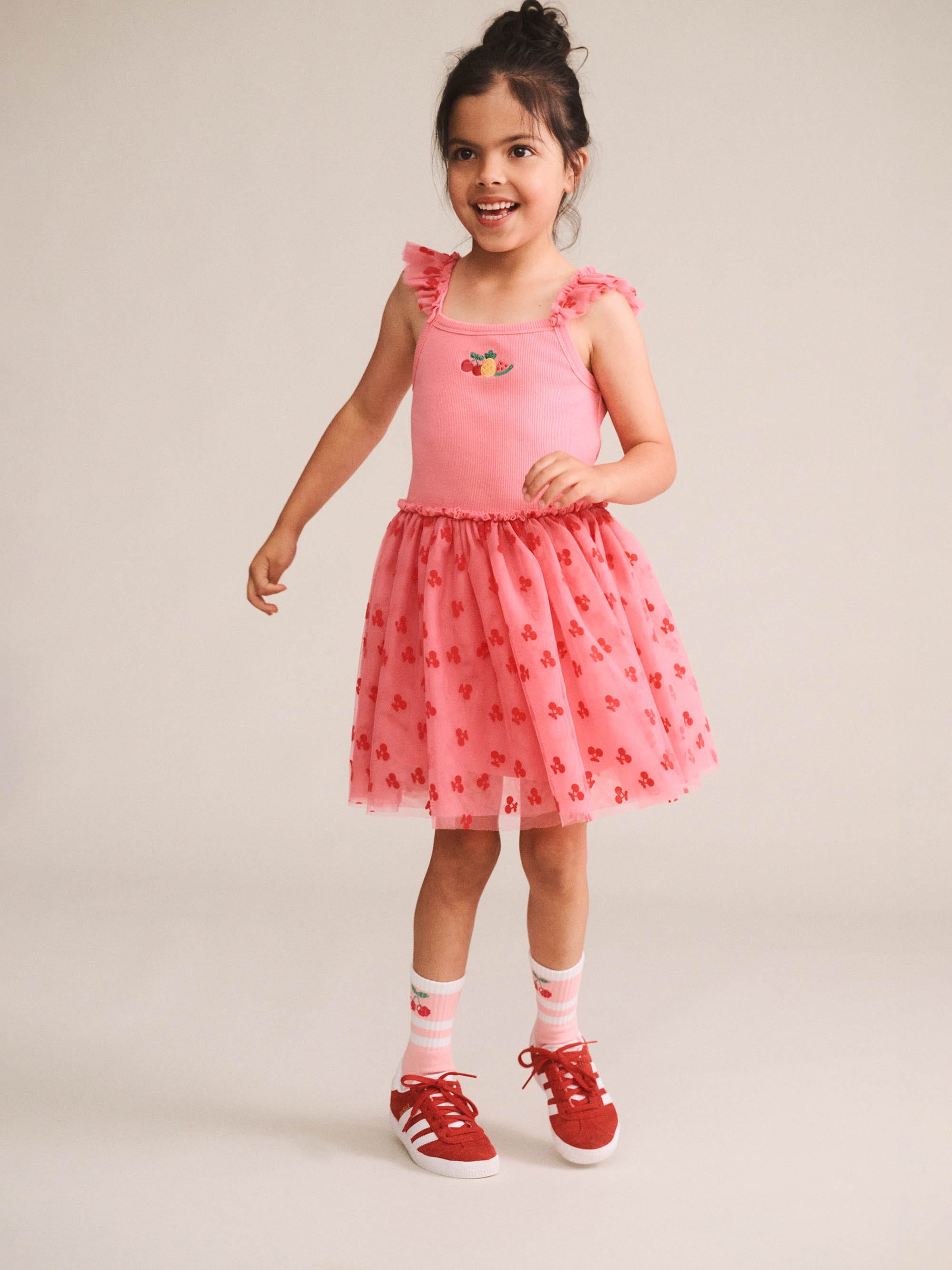 Tropical Fruit Emb S/Less Tulle Dress DRESS Huxbaby Shopify
