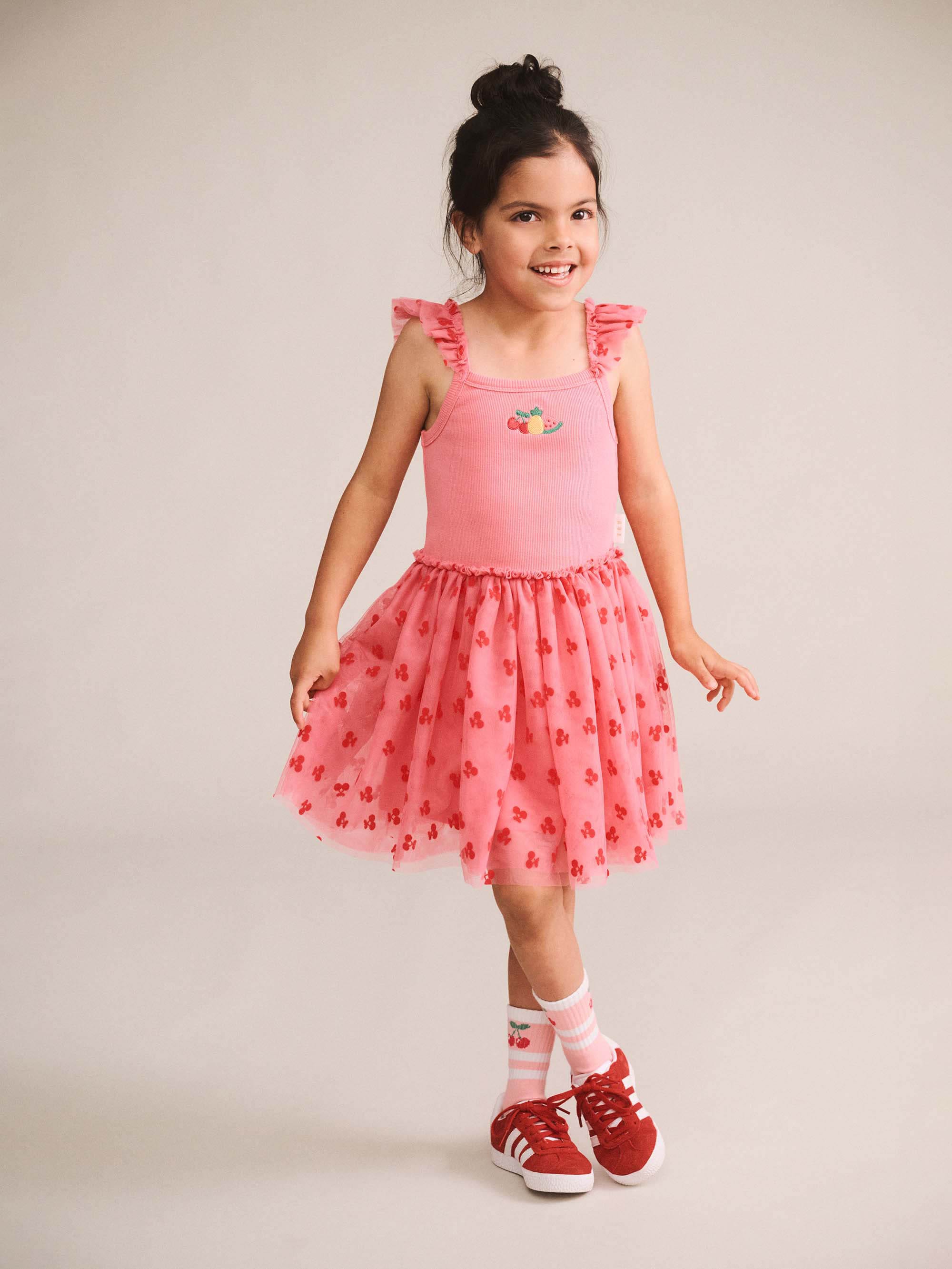 Tropical Fruit Emb S/Less Tulle Dress DRESS Huxbaby Shopify