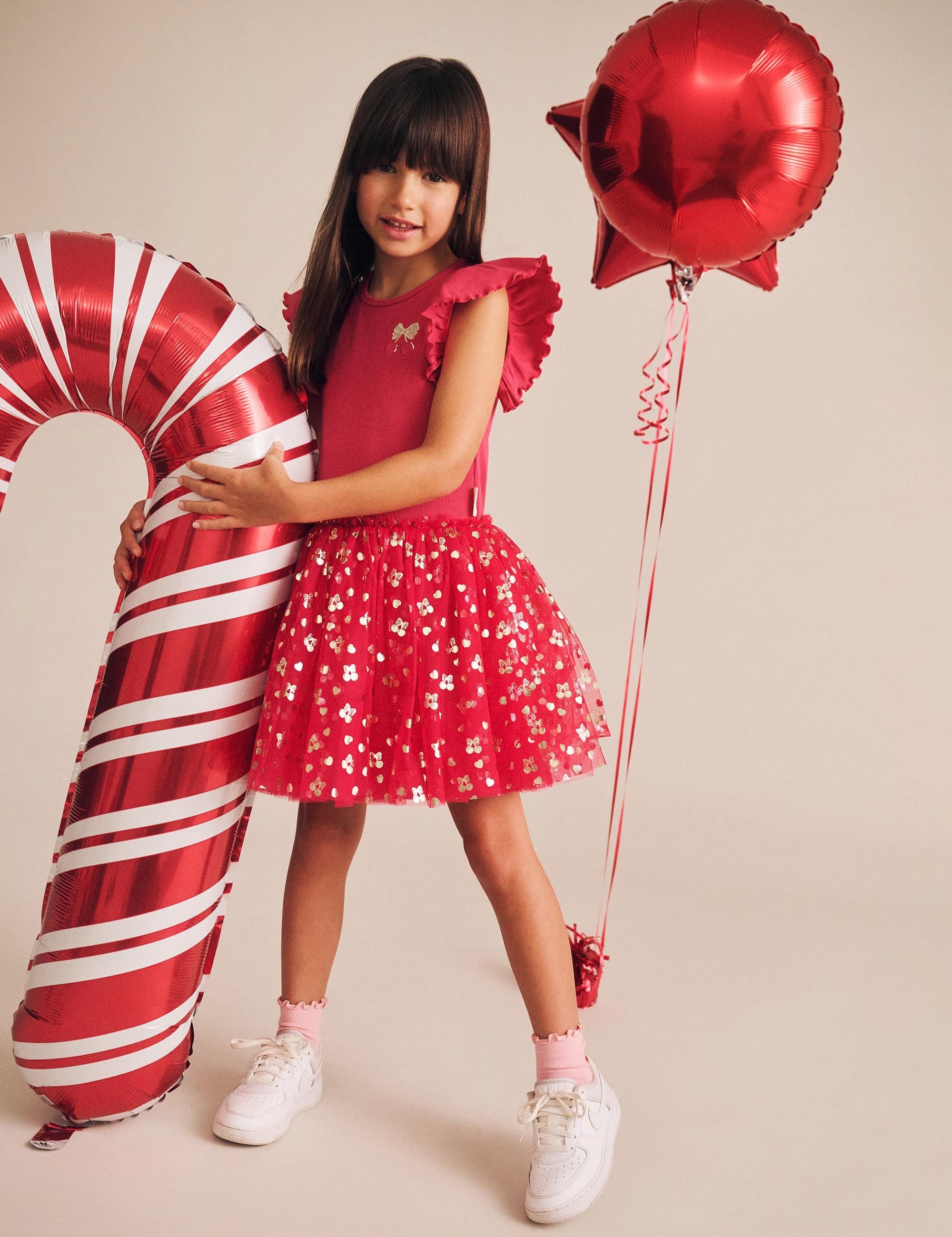 Golden Cherry Pie Rib Tulle Dress DRESS Huxbaby