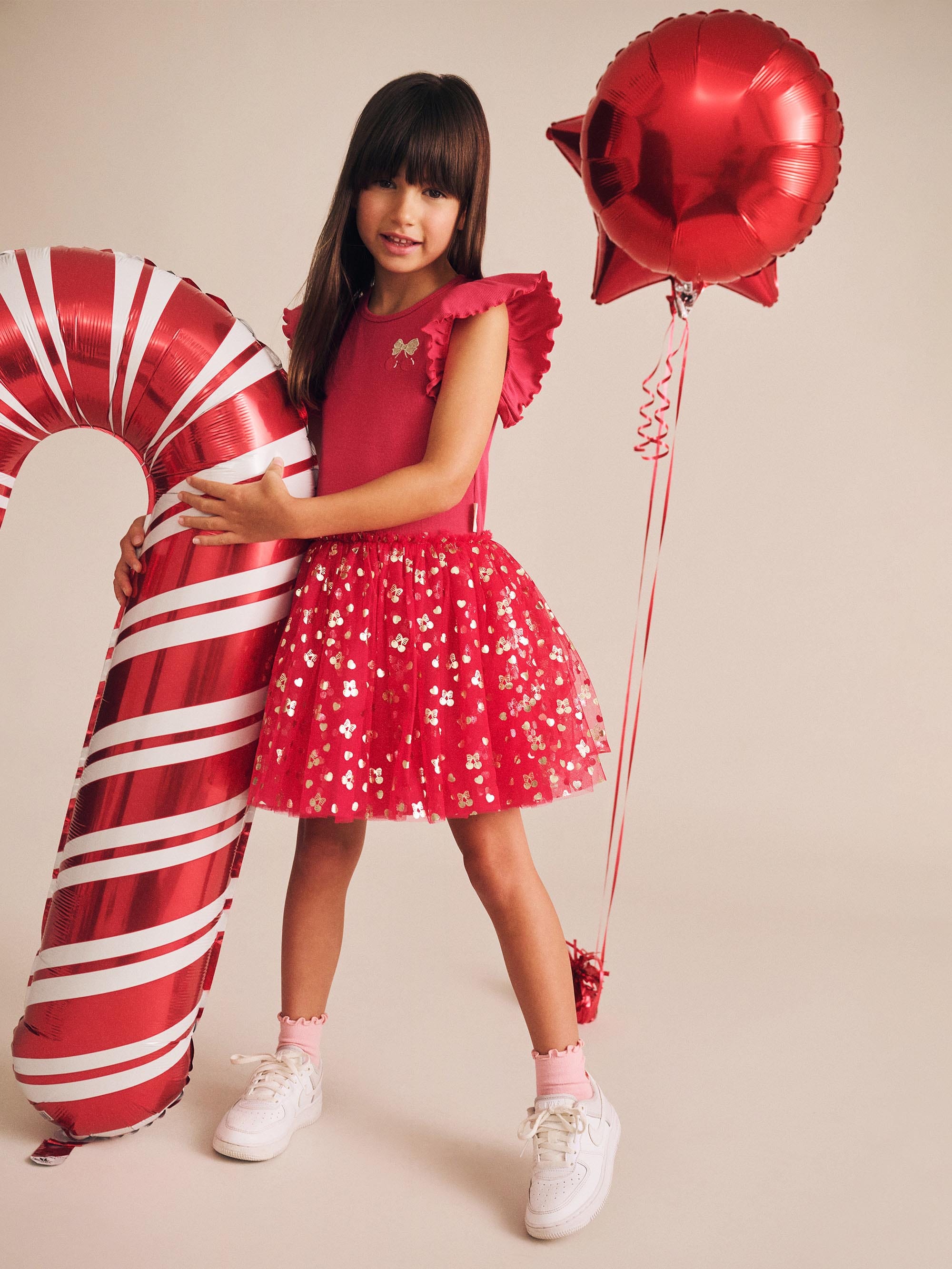 Golden Cherry Pie Rib Tulle Dress DRESS Huxbaby