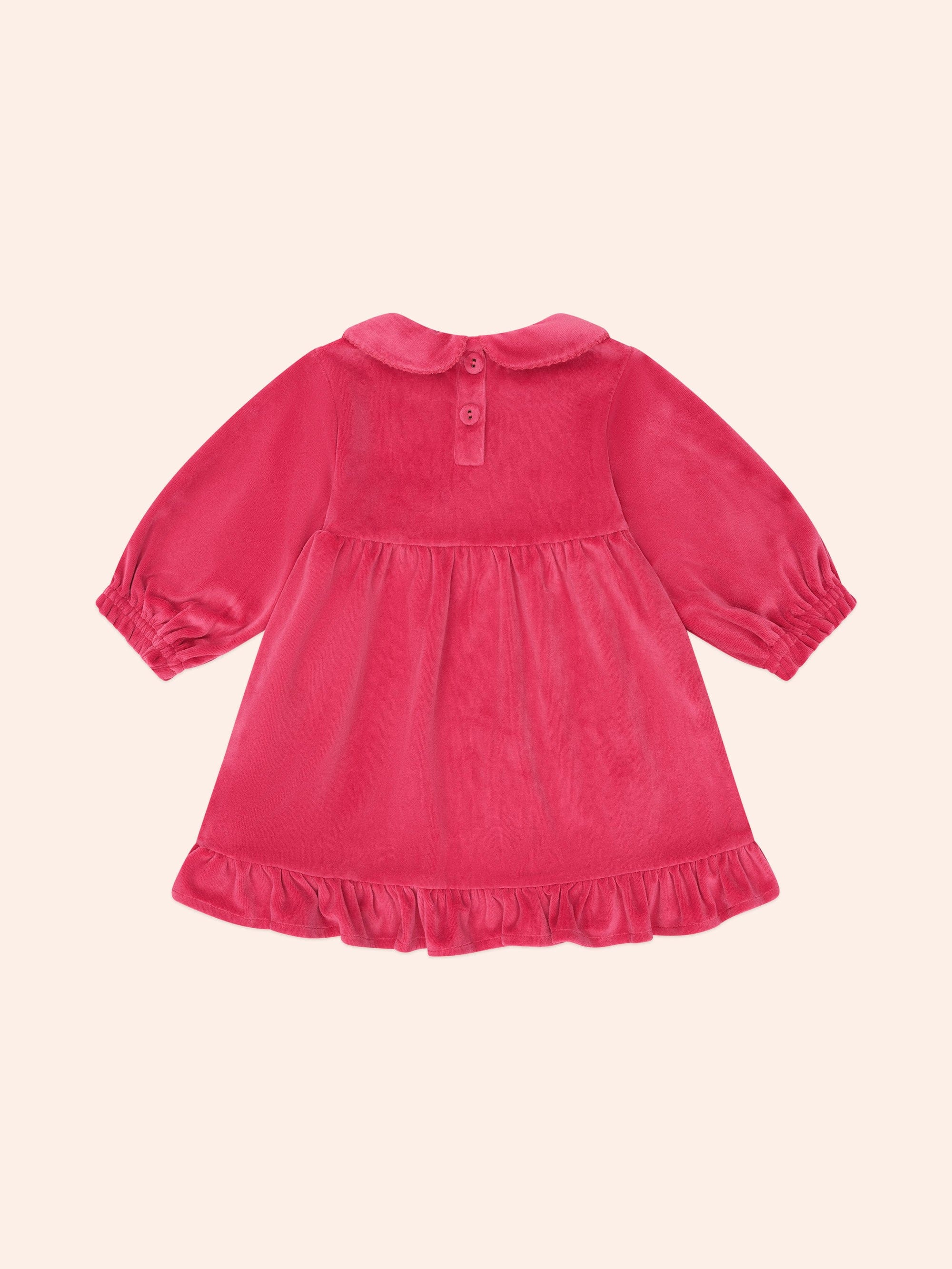 Very Cherry Velour Collar Dress DRESS Huxbaby