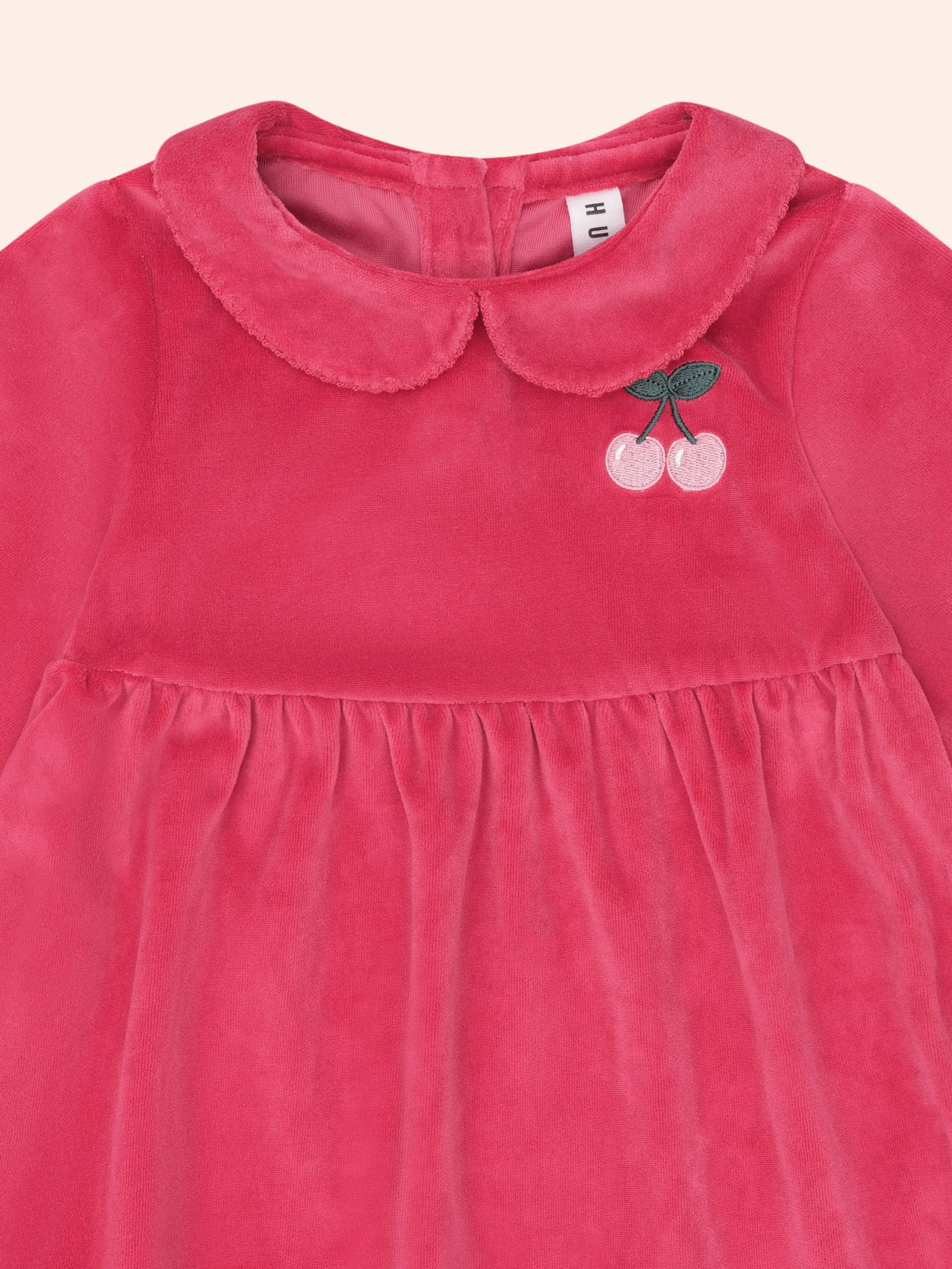 Very Cherry Velour Collar Dress DRESS Huxbaby
