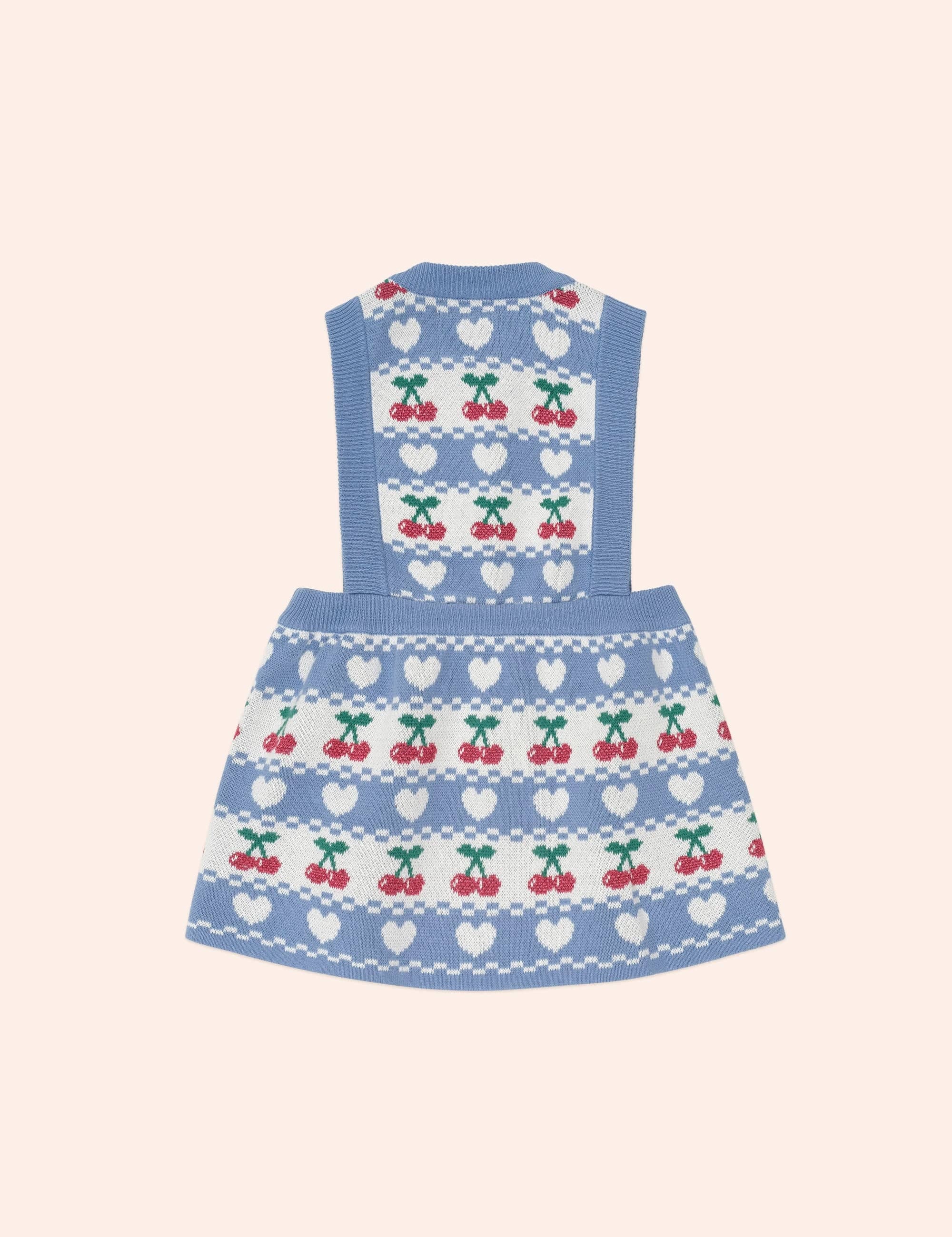 Cherry Heart Knit Pinafore Dress DRESS Huxbaby