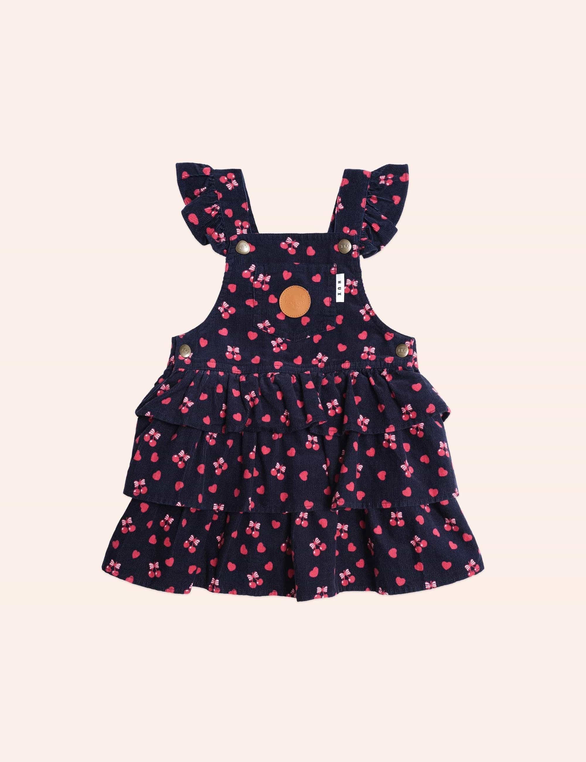 Cherry Pie Pinafore Dress Cord DRESS Huxbaby