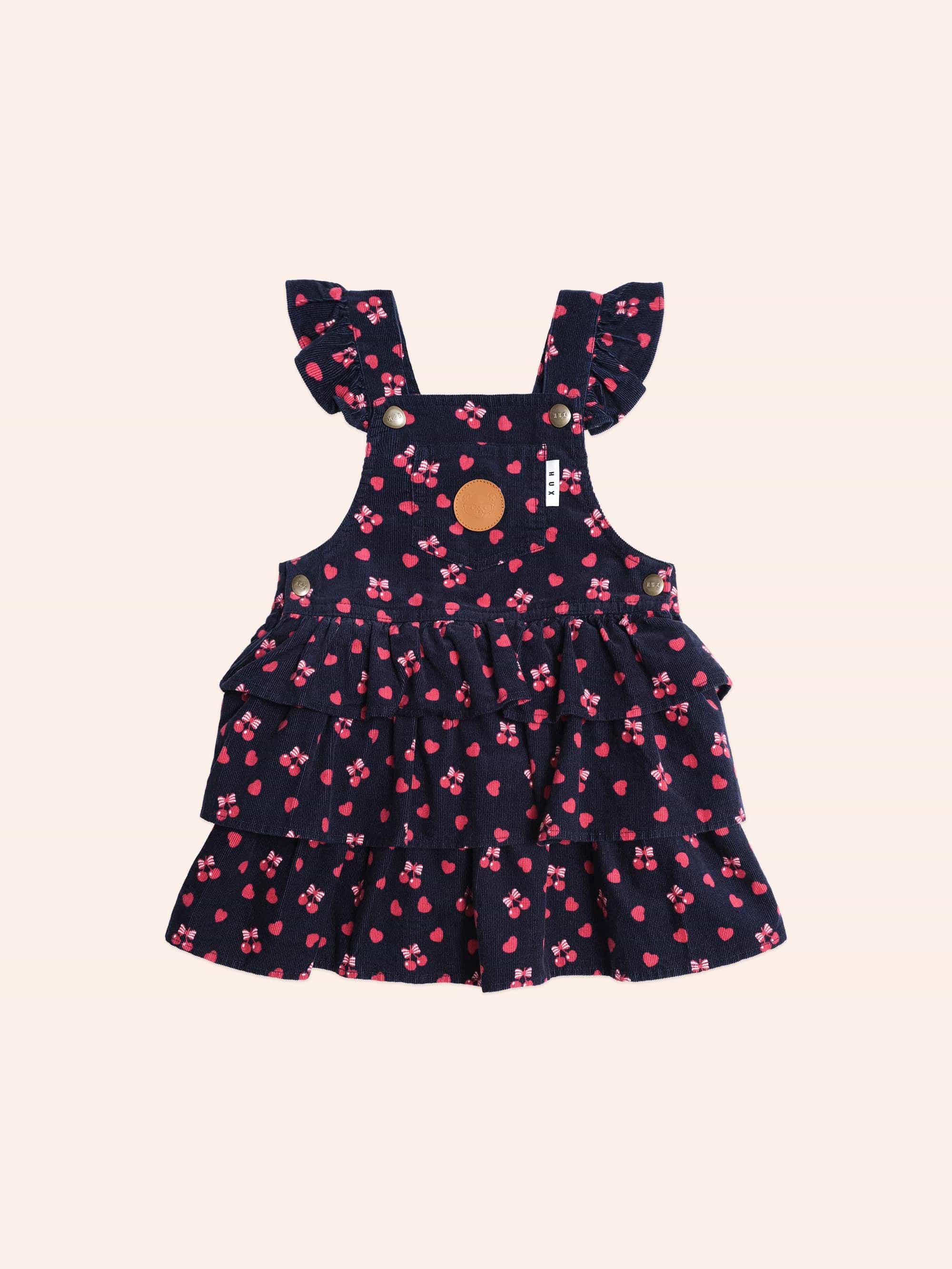 Cherry Pie Pinafore Dress Cord DRESS Huxbaby