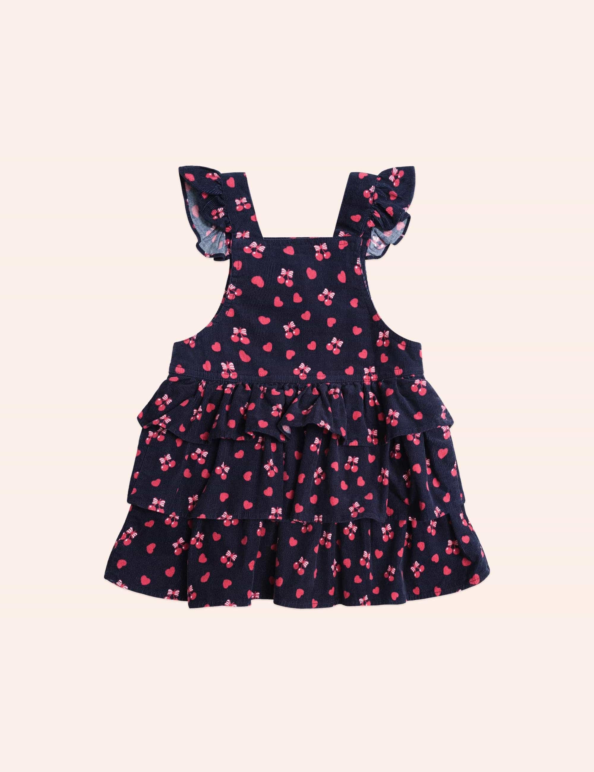 Cherry Pie Pinafore Dress Cord DRESS Huxbaby
