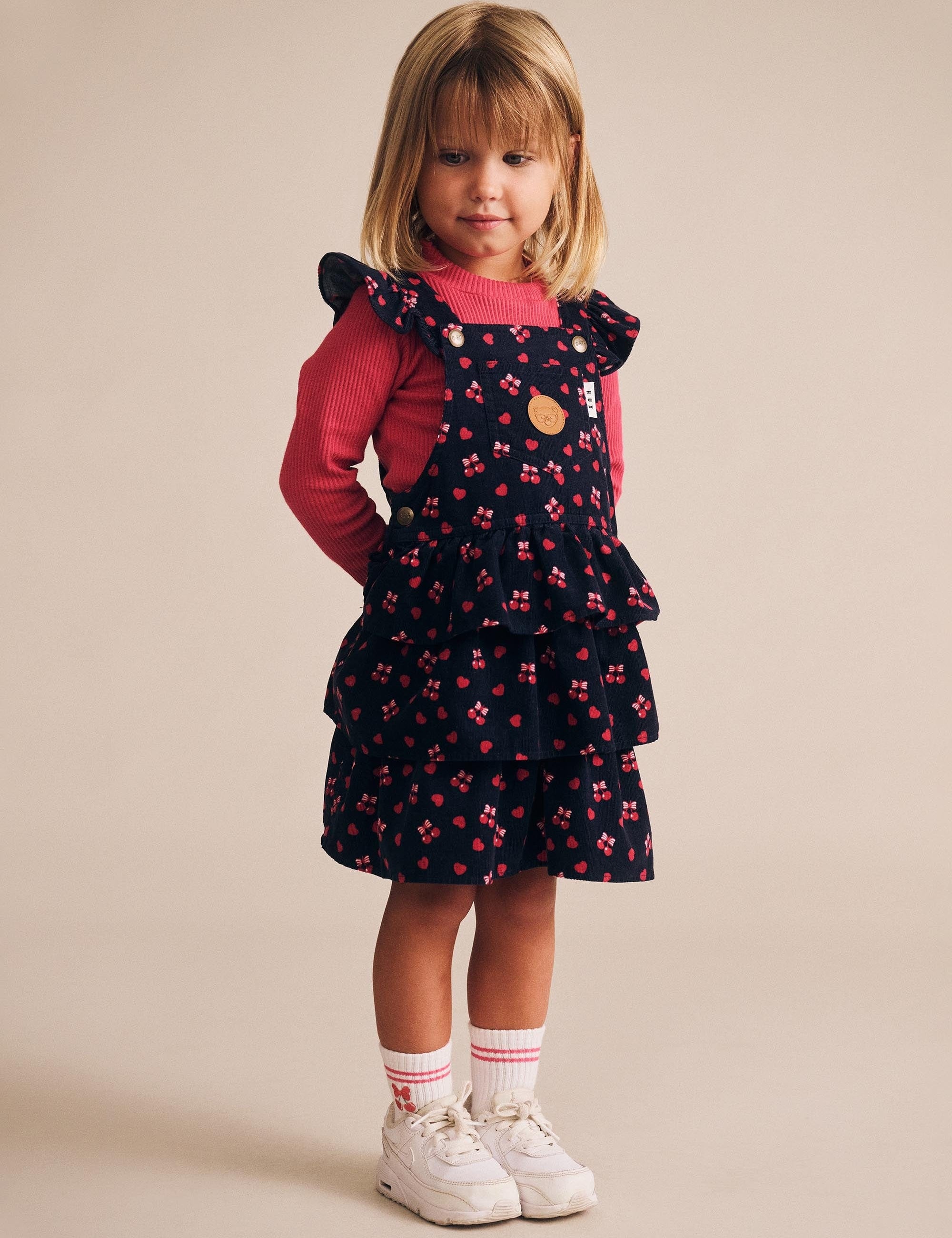 Cherry Pie Pinafore Dress Cord DRESS Huxbaby