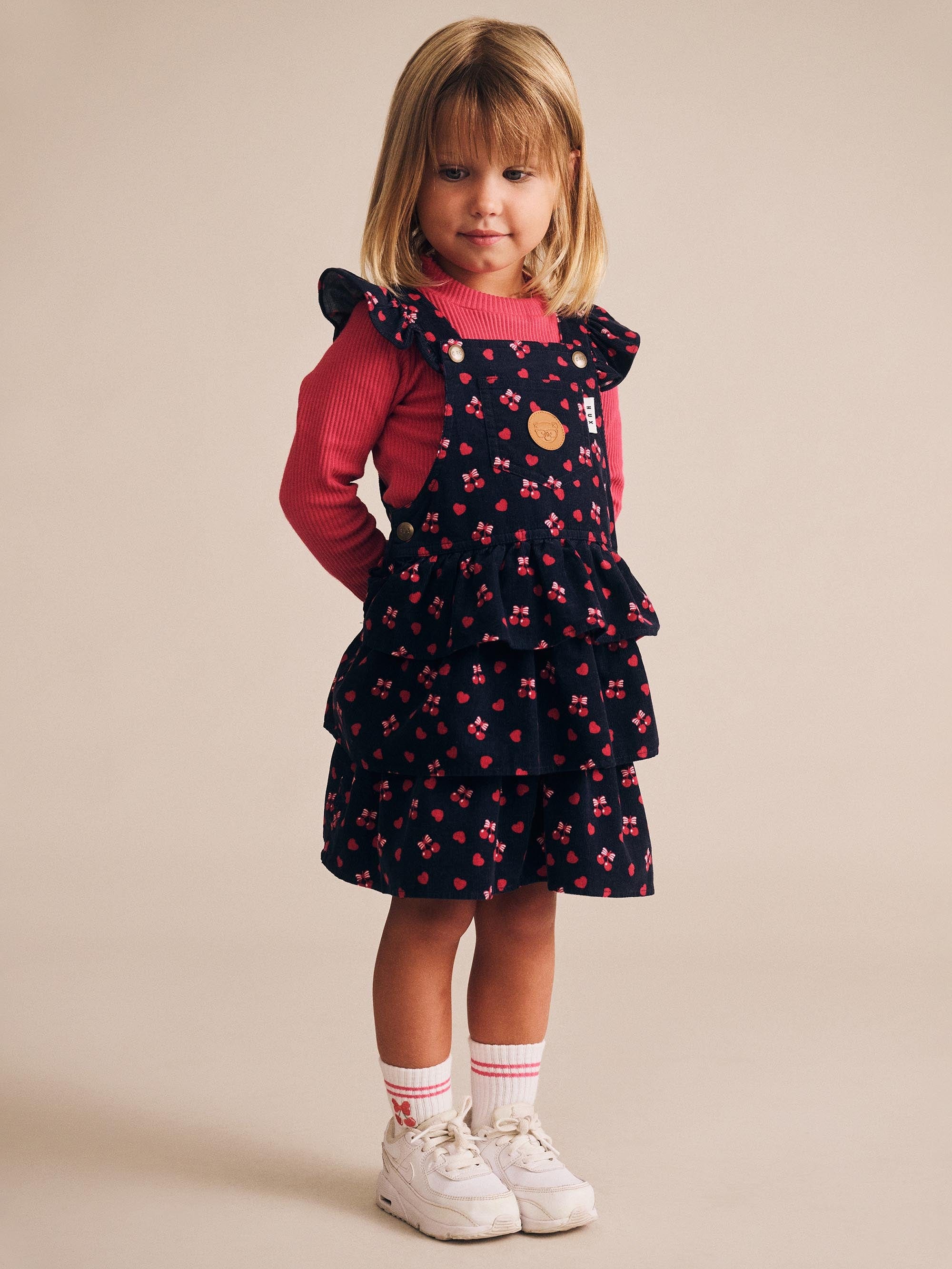 Cherry Pie Pinafore Dress Cord DRESS Huxbaby
