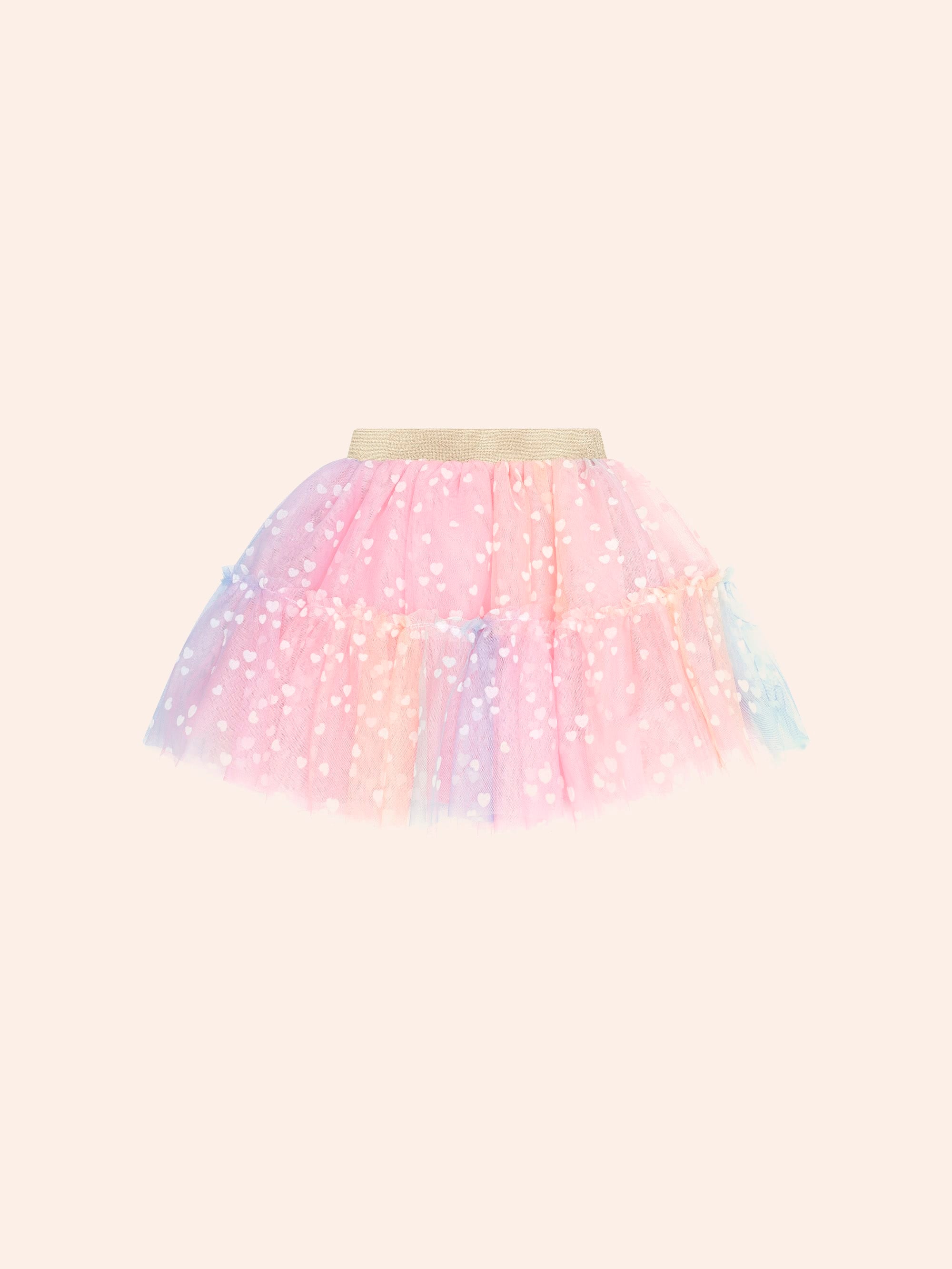 Rainbow Flocked Hearts Tiered Skirt SKIRT Huxbaby Shopify