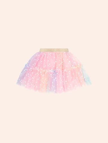 Rainbow Flocked Hearts Tiered Skirt SKIRT Huxbaby Shopify