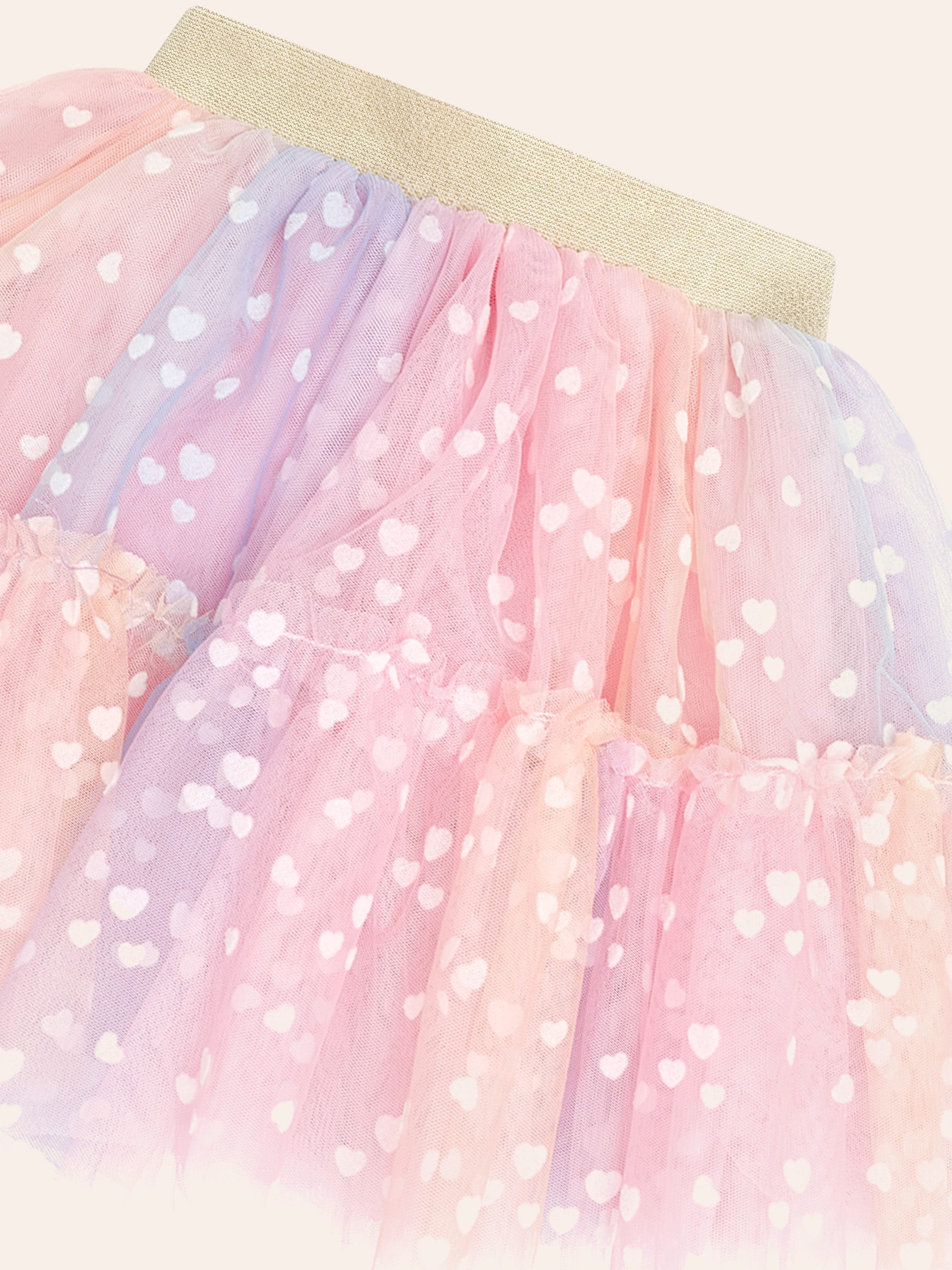 Rainbow Flocked Hearts Tiered Skirt SKIRT Huxbaby Shopify