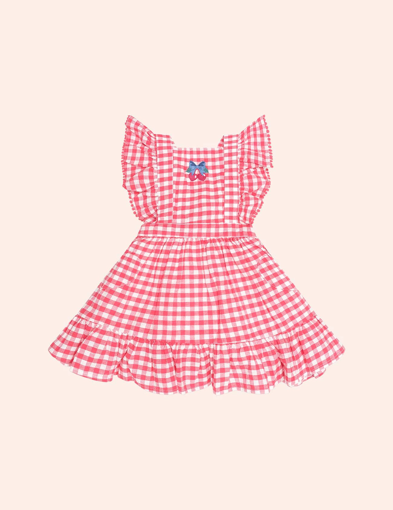 Cherry Bow Gingham Pinafore DRESS Huxbaby Shopify