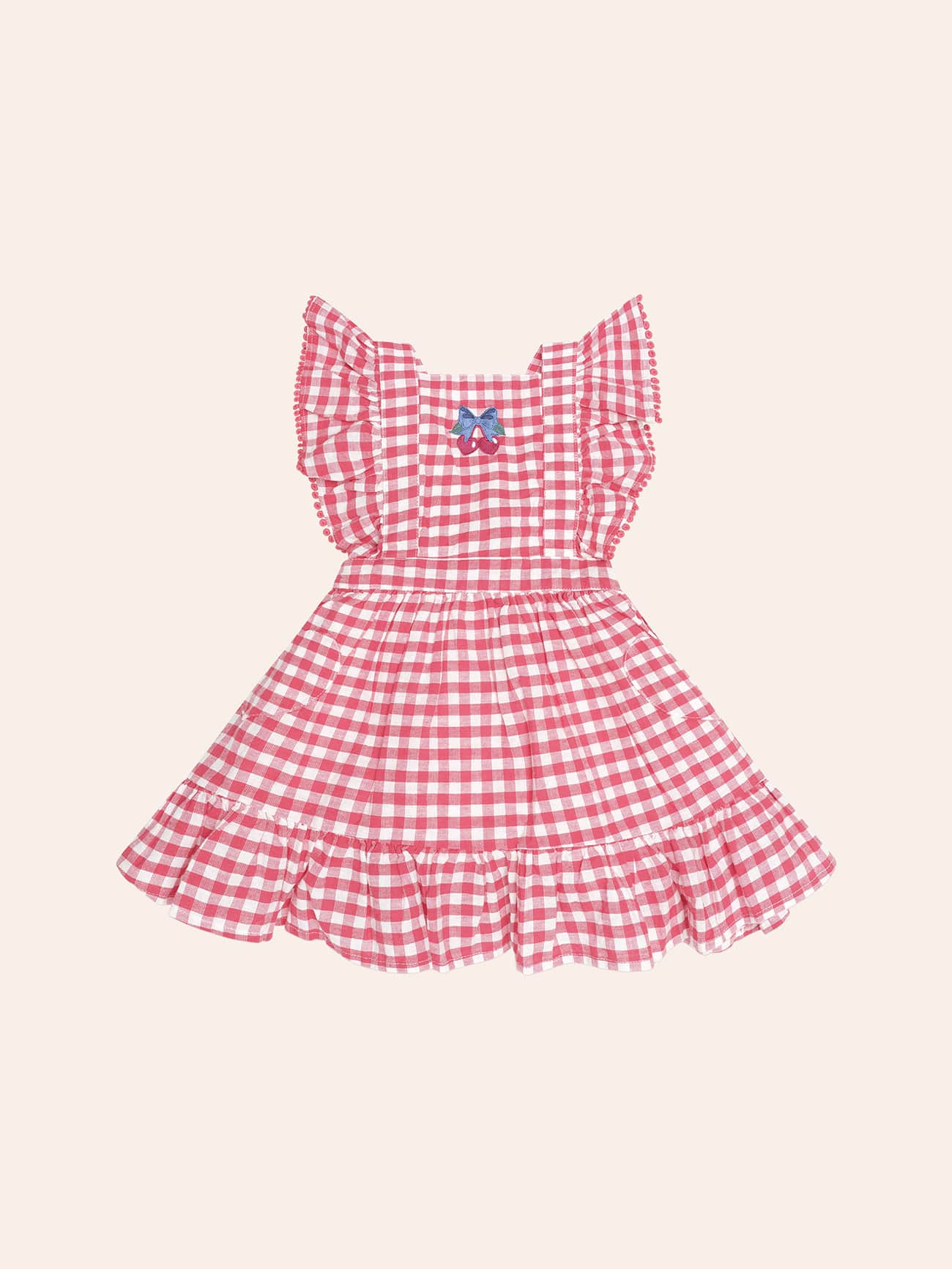 Cherry Bow Gingham Pinafore DRESS Huxbaby Shopify