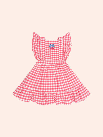 Cherry Bow Gingham Pinafore DRESS Huxbaby Shopify