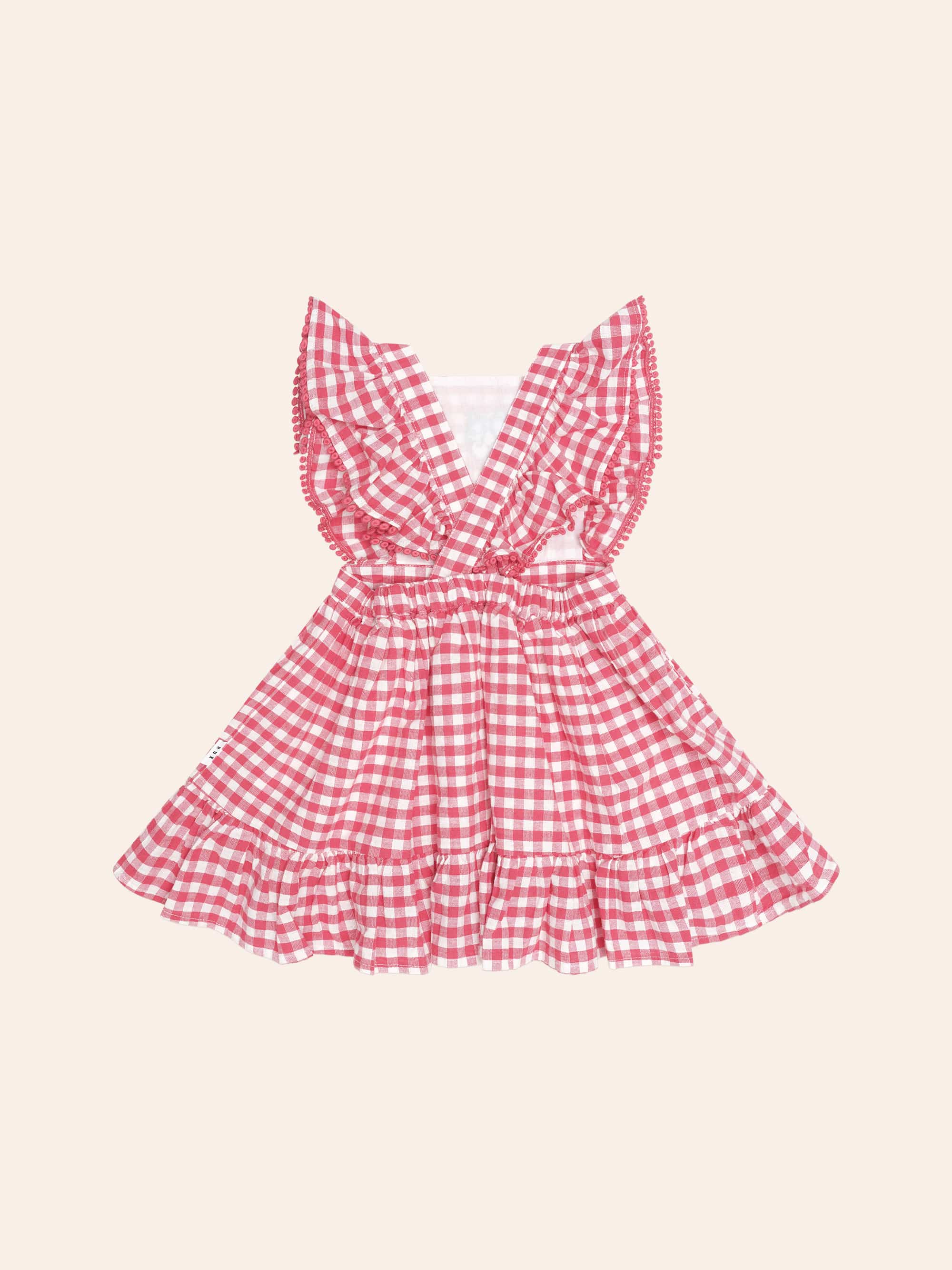 Cherry Bow Gingham Pinafore DRESS Huxbaby Shopify
