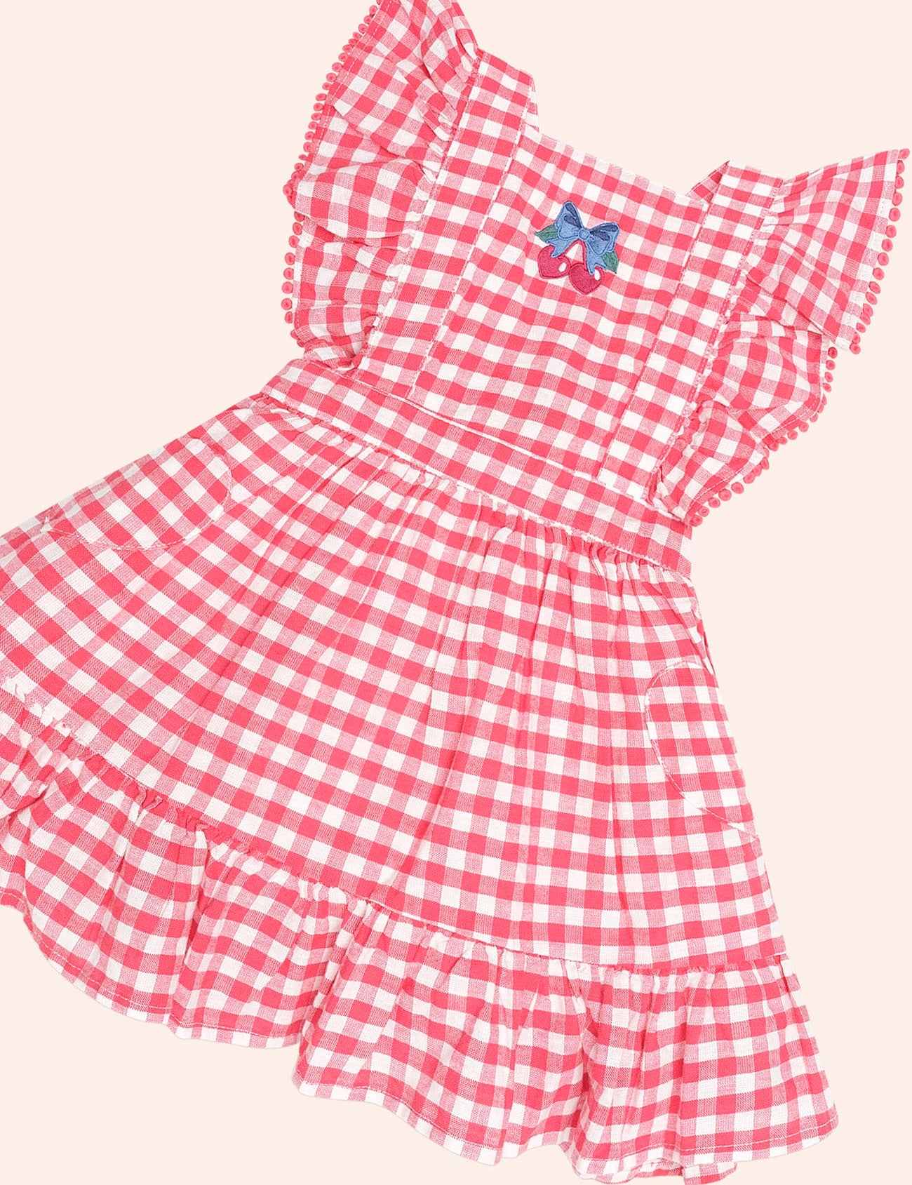 Cherry Bow Gingham Pinafore DRESS Huxbaby Shopify