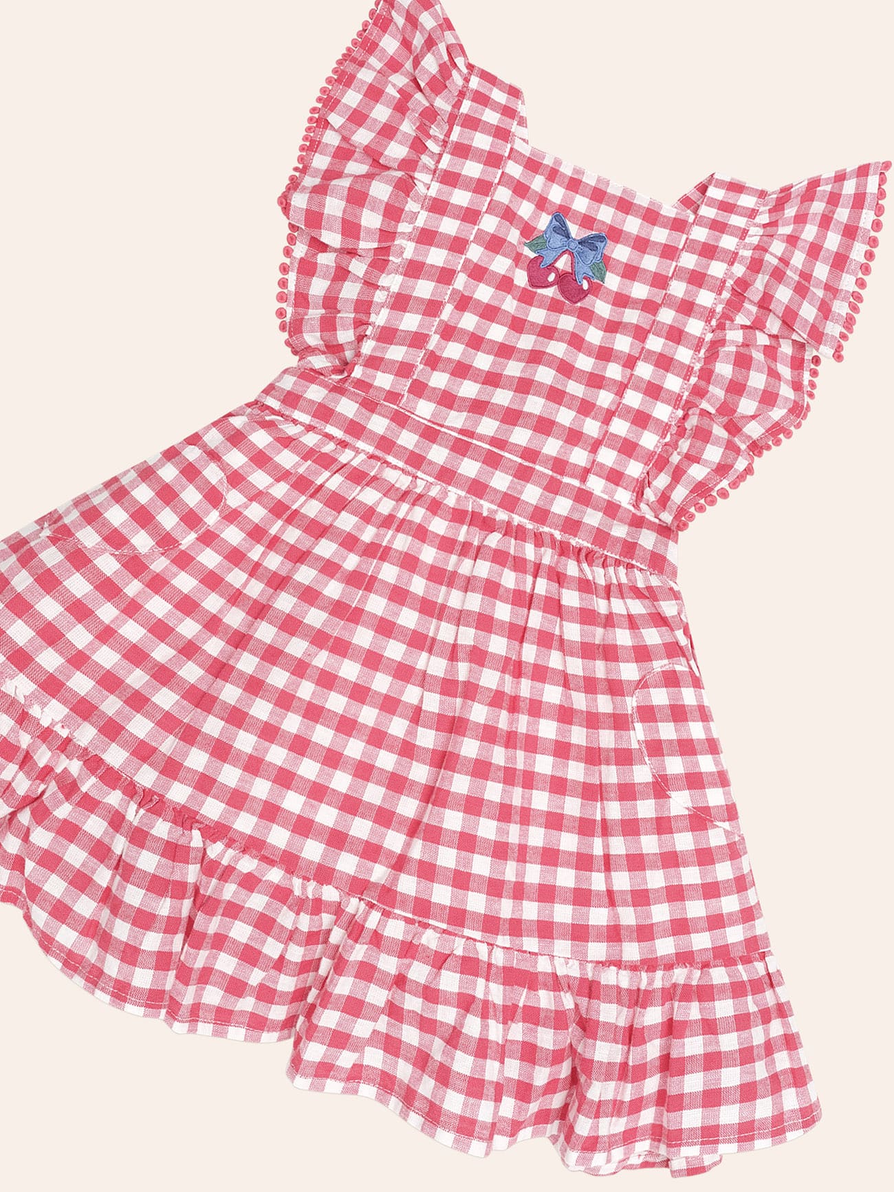 Cherry Bow Gingham Pinafore DRESS Huxbaby Shopify